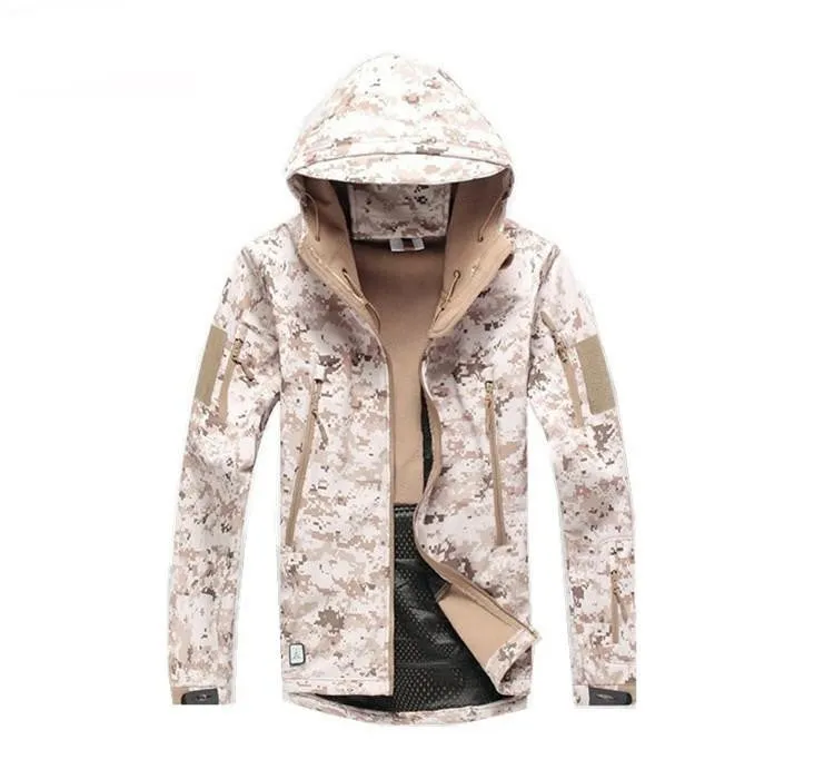 Tactical Snake Camouflage Army Jacket Men Military Shark V4.5 Waterproof Soft Shell Outdoors Jackets Fleece Hooded Camo Clothes