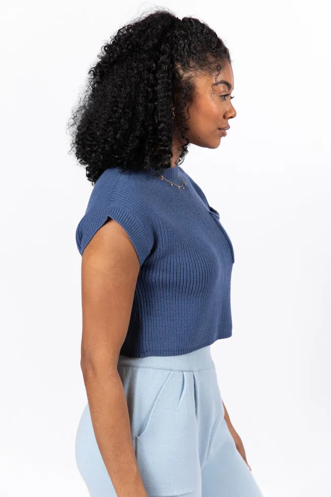 The One I Want Navy Short Sleeve Pocketed Sweater FINAL SALE