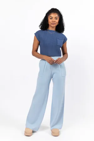 The One I Want Navy Short Sleeve Pocketed Sweater FINAL SALE
