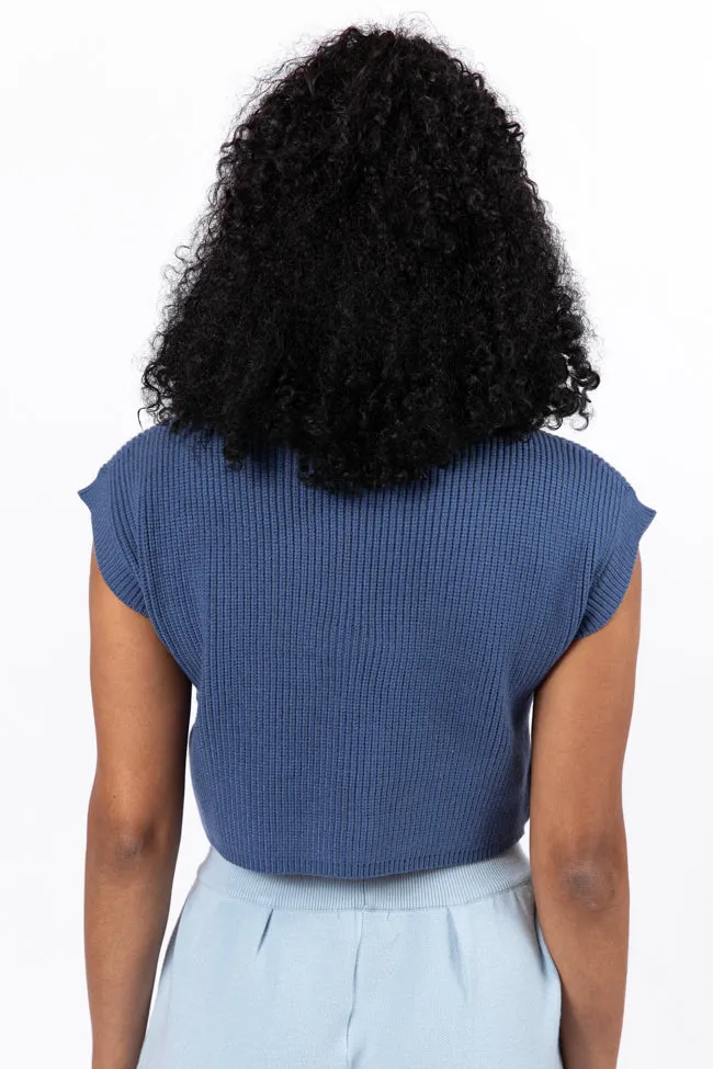 The One I Want Navy Short Sleeve Pocketed Sweater FINAL SALE