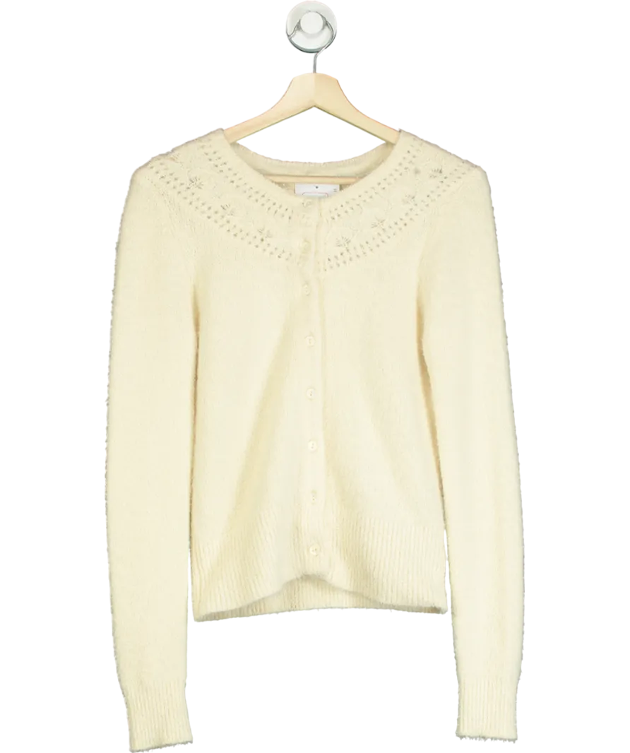 The Reeds X J.Crew Cream Fuzzy Cardigan Sweater UK S