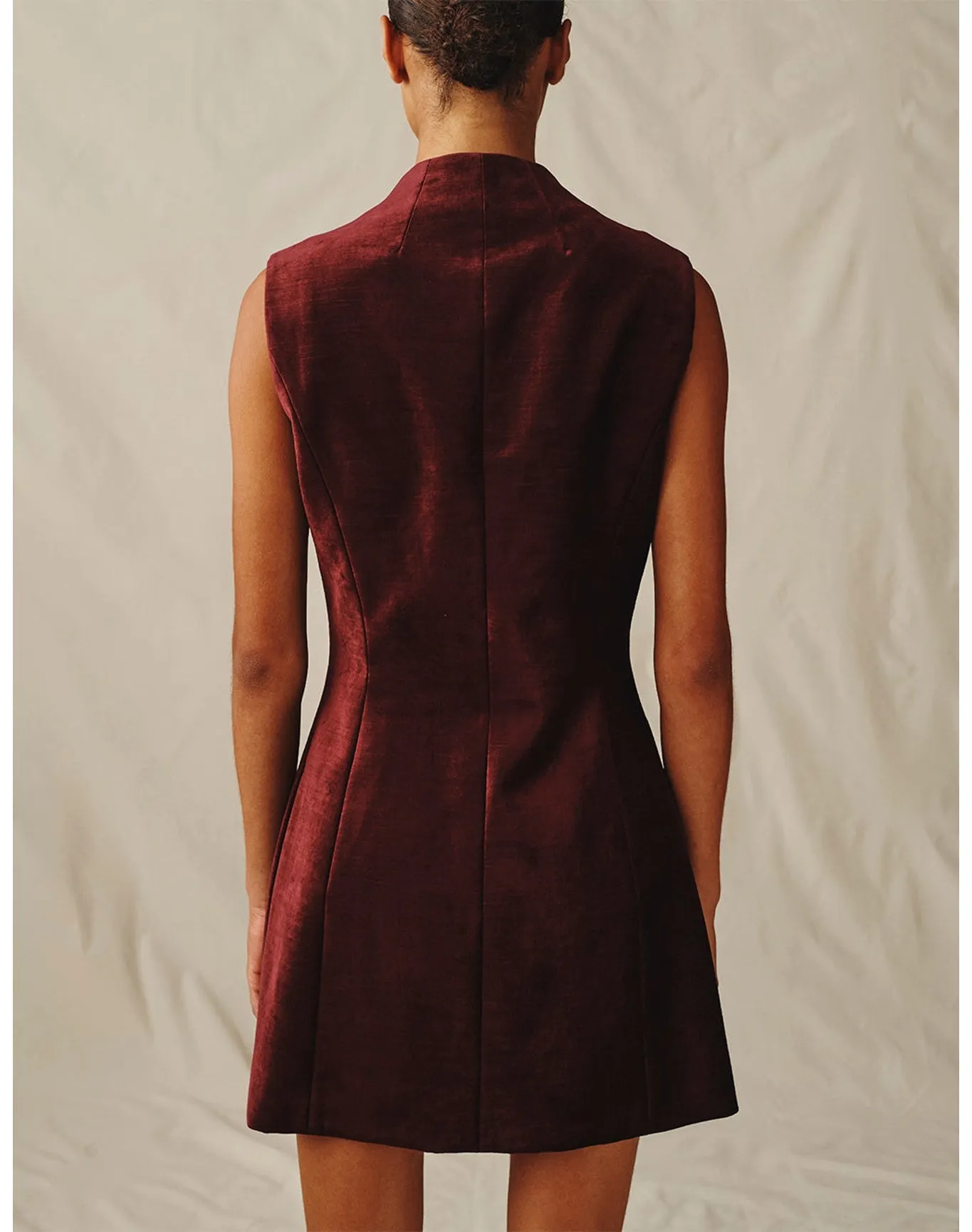 The Textured Velvet Mini Dress | Wine