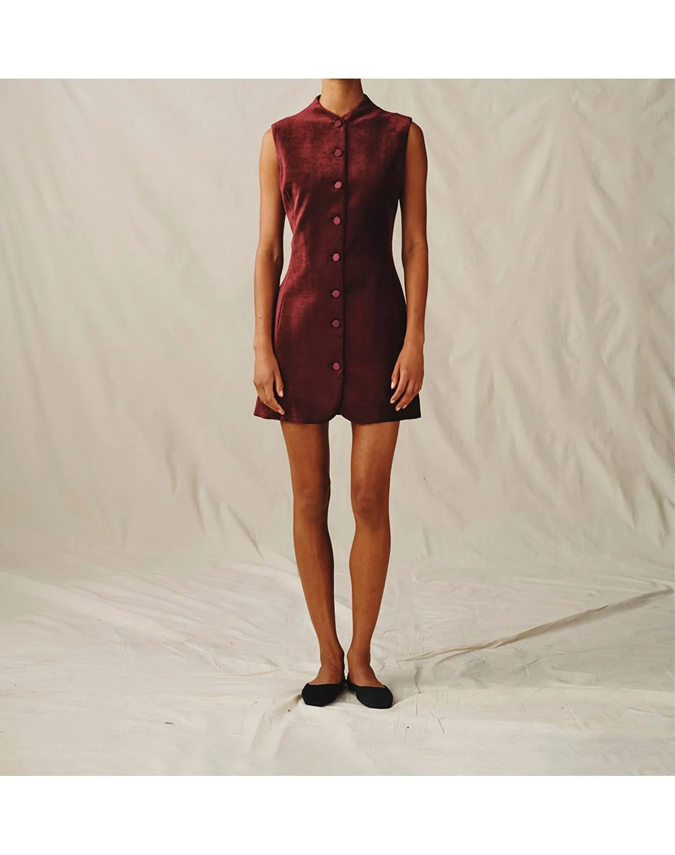 The Textured Velvet Mini Dress | Wine