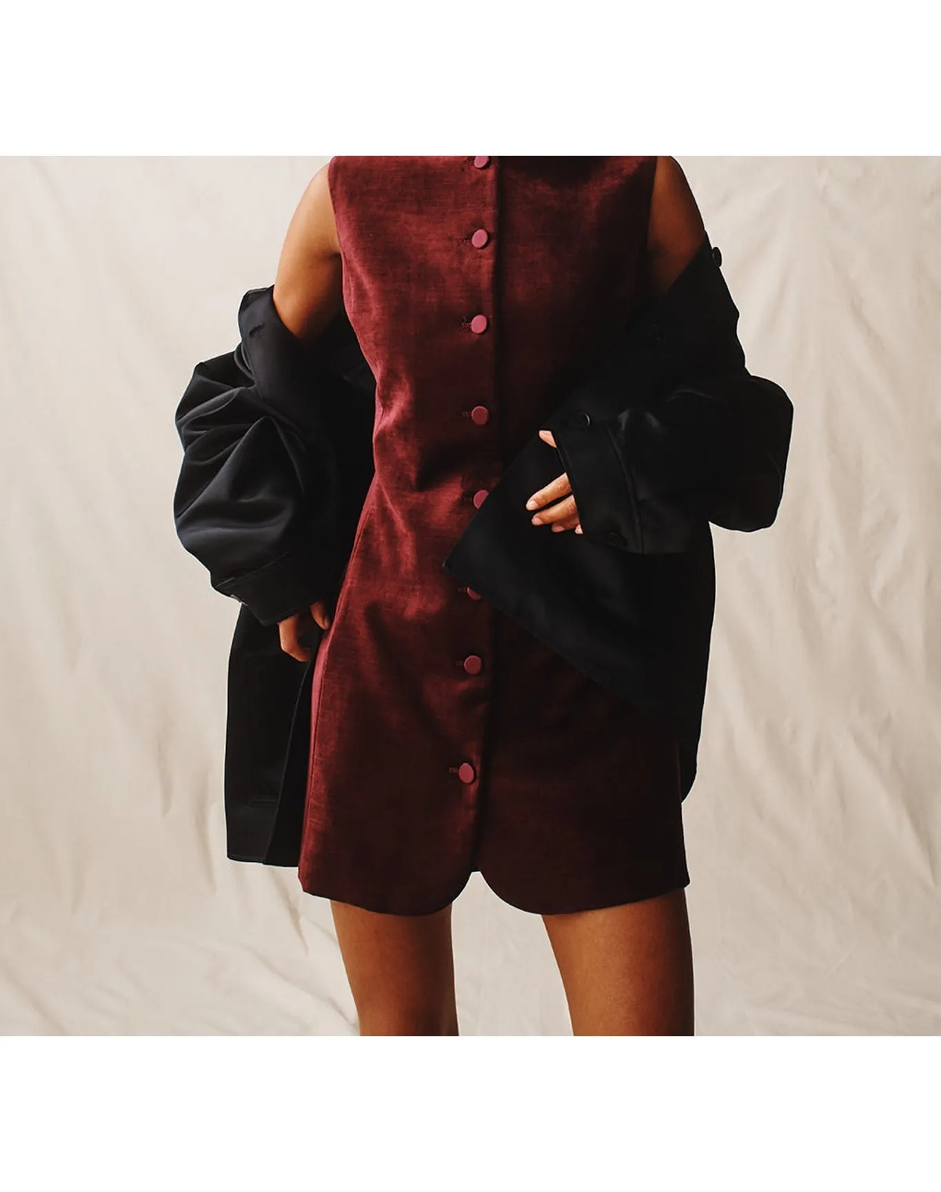The Textured Velvet Mini Dress | Wine