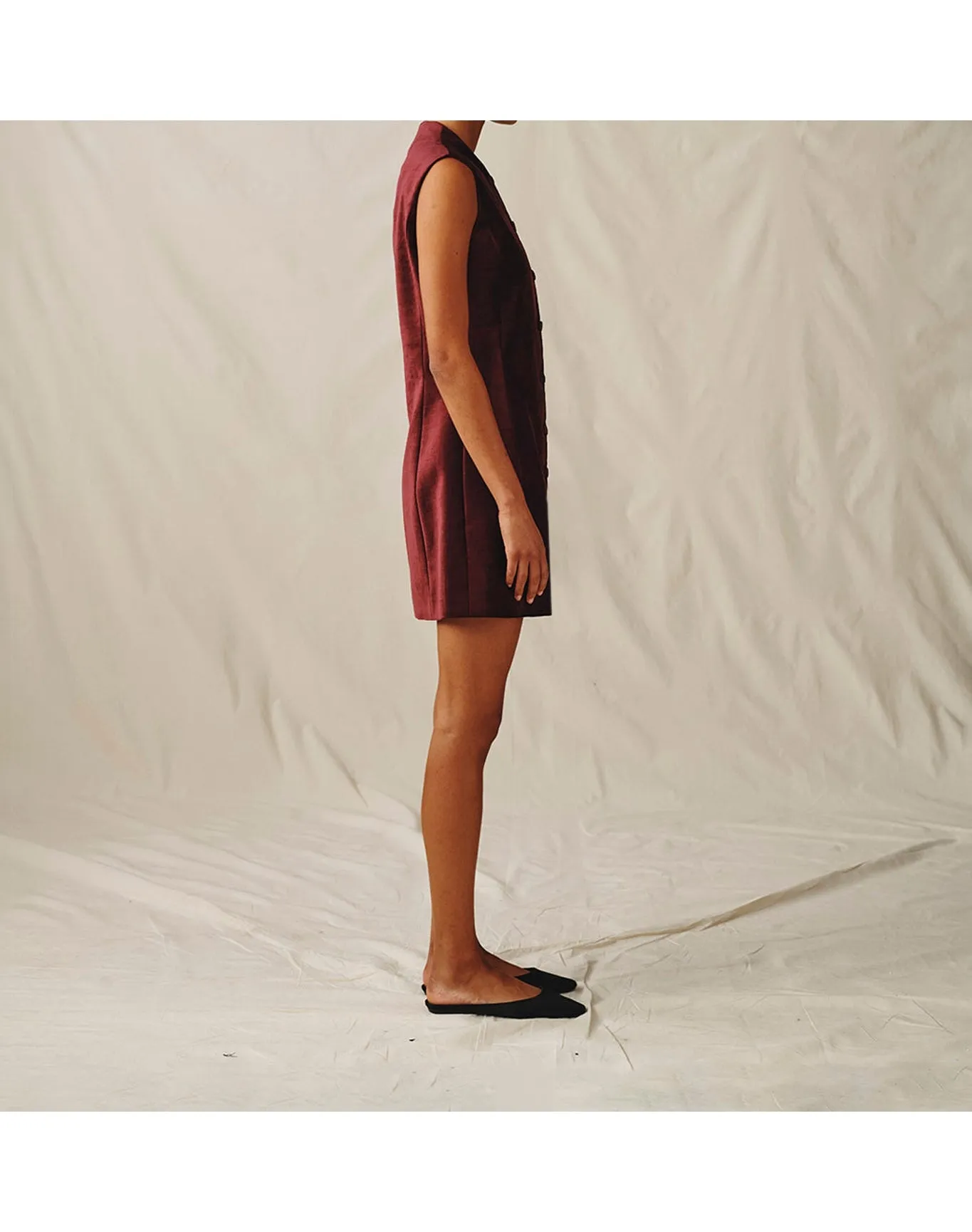 The Textured Velvet Mini Dress | Wine