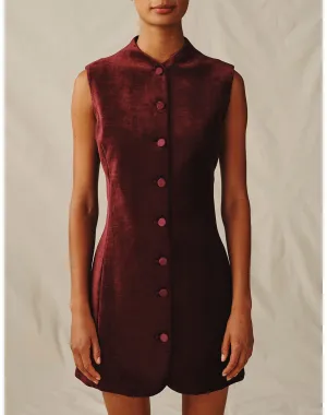 The Textured Velvet Mini Dress | Wine