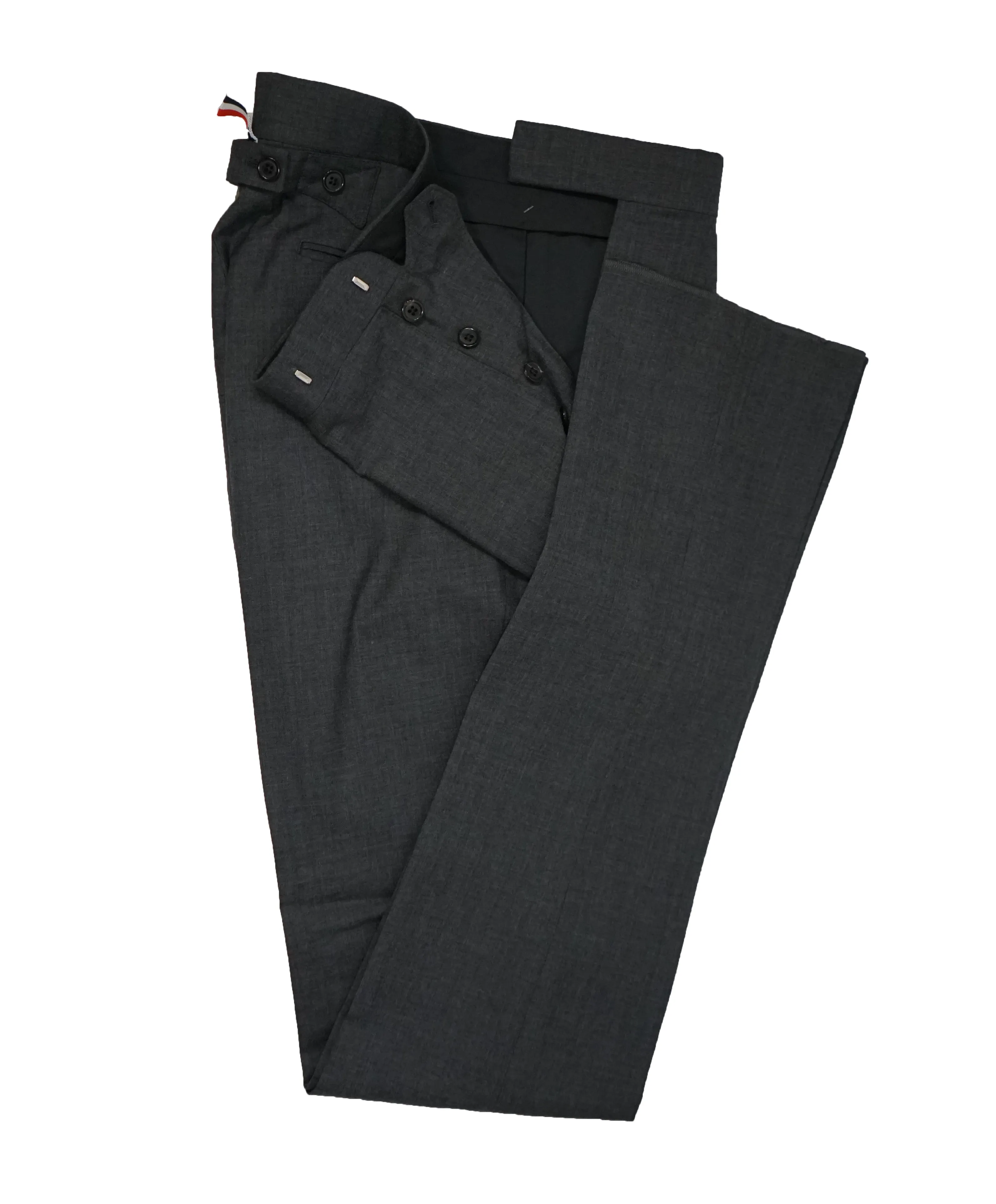 THOM BROWNE - Gray Premium Suit With Iconic Logo Detailing - SZ 2