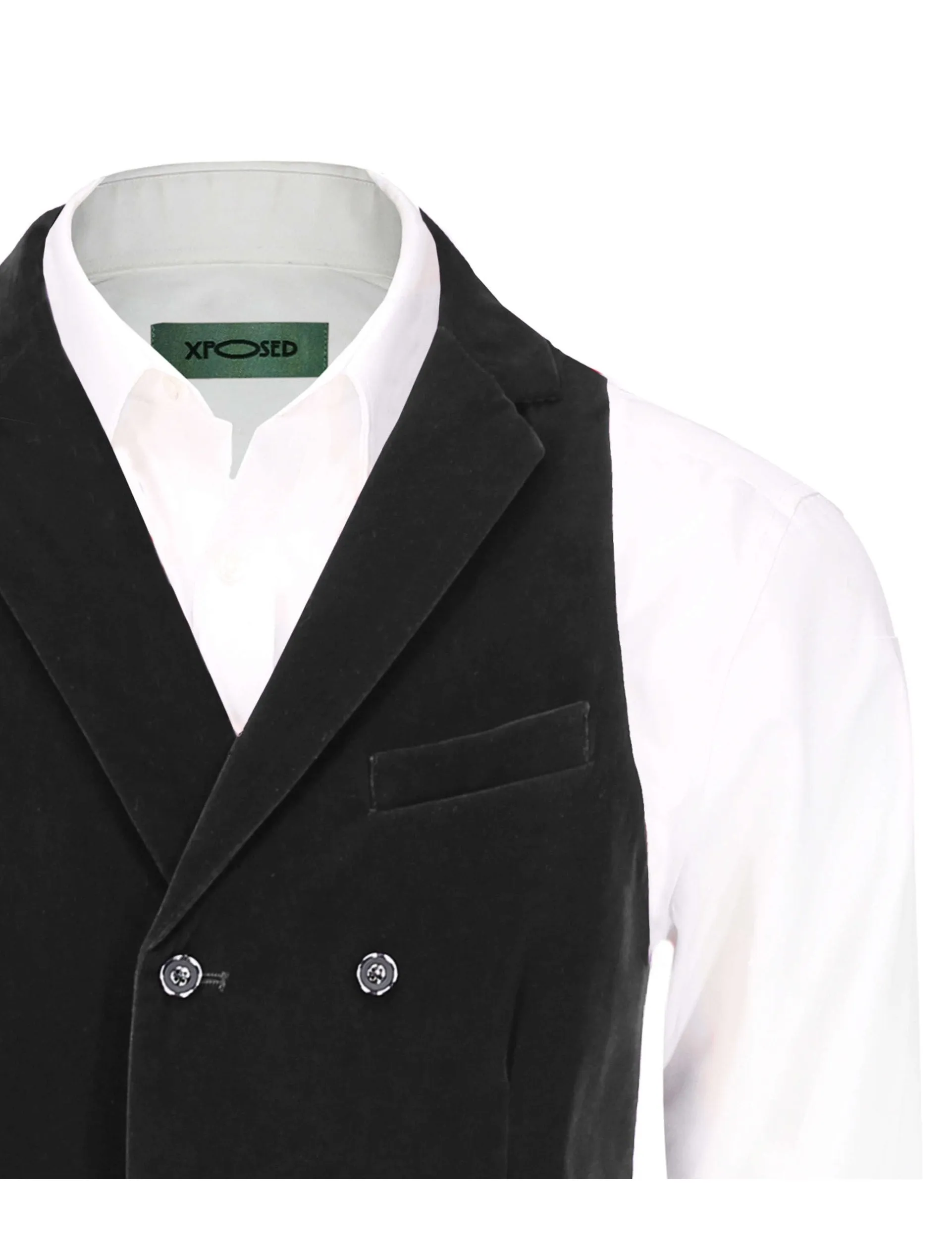 TIM - BLACK VELVET DOUBLE BREASTED COLLAR WAISTCOAT
