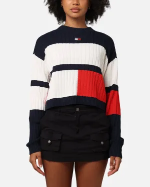 Tommy Jeans Women's TJW Colourblock Badge Sweater Ancient White/Multi
