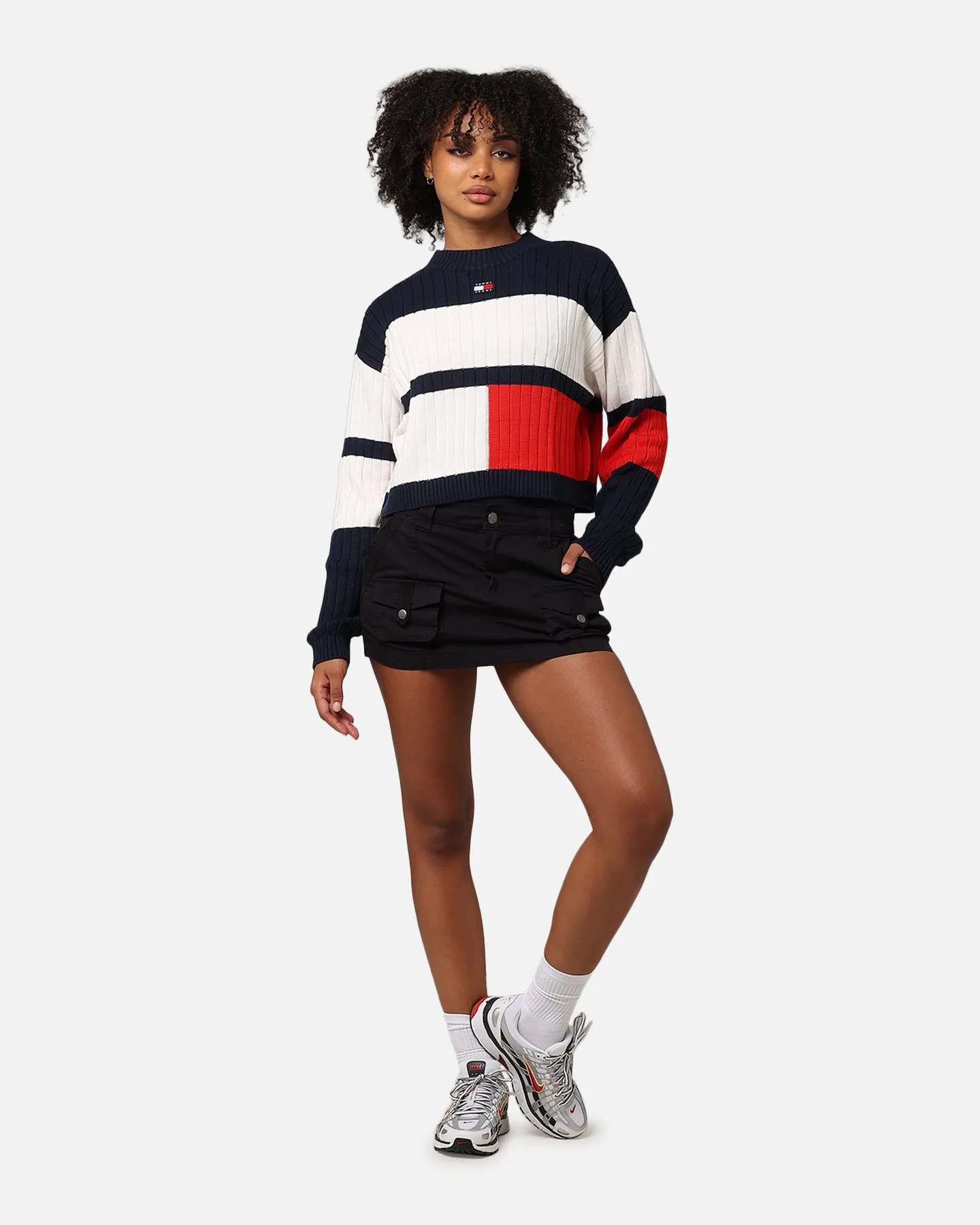 Tommy Jeans Women's TJW Colourblock Badge Sweater Ancient White/Multi