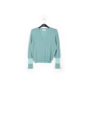 Turquoise v-neck light knit sweater