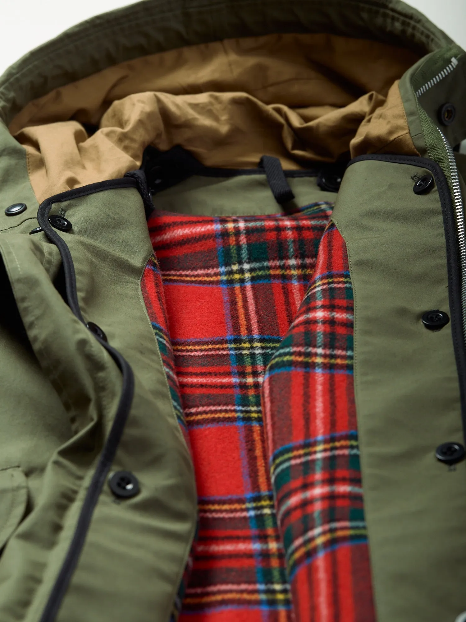 Tweed Collab Fishtail Parka Military Green
