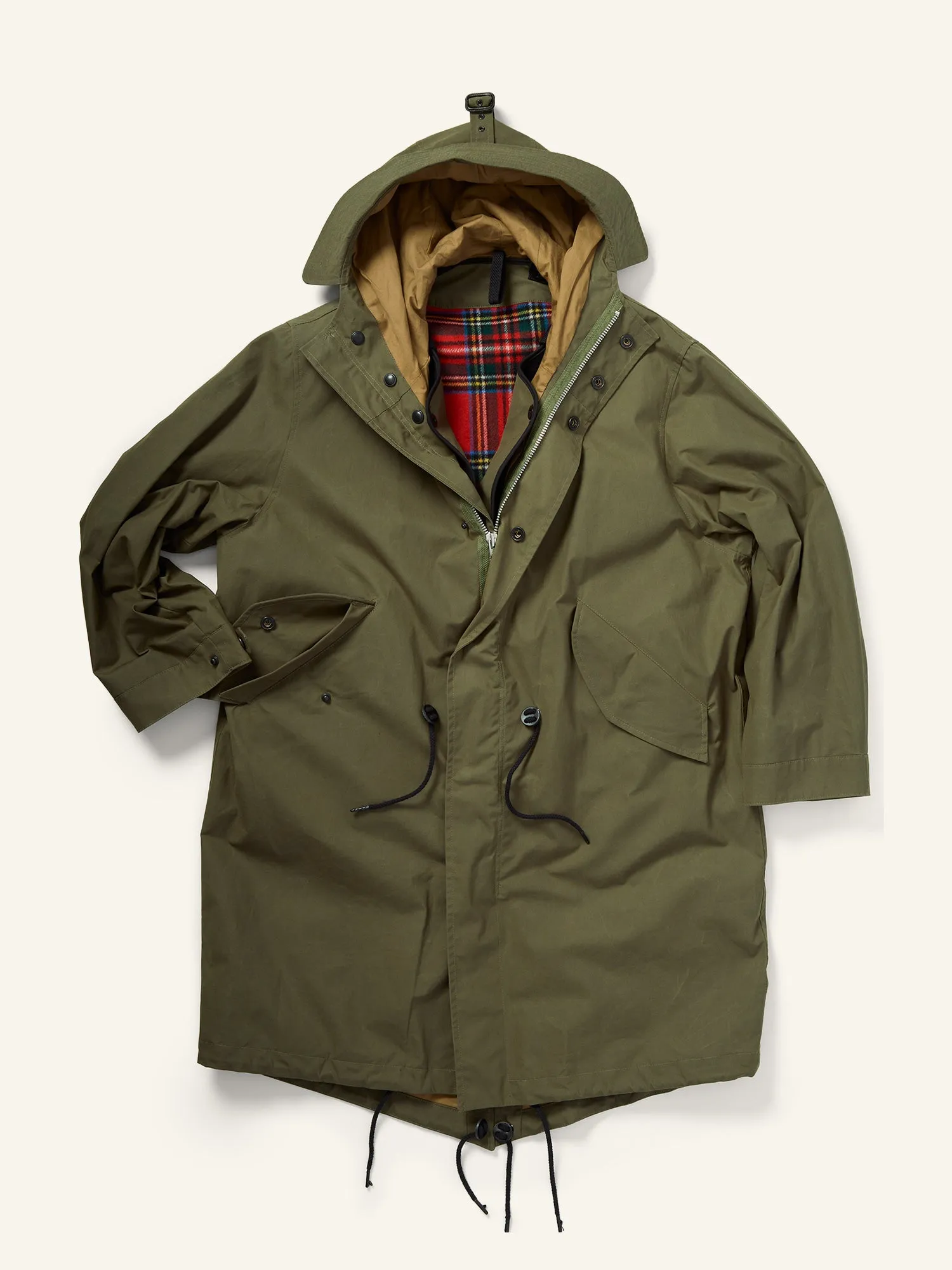 Tweed Collab Fishtail Parka Military Green