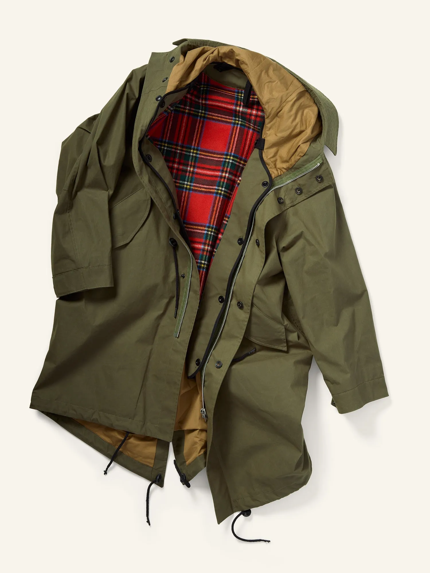 Tweed Collab Fishtail Parka Military Green