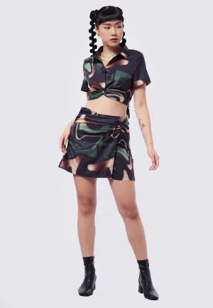 Twisted Printed Mini Skort