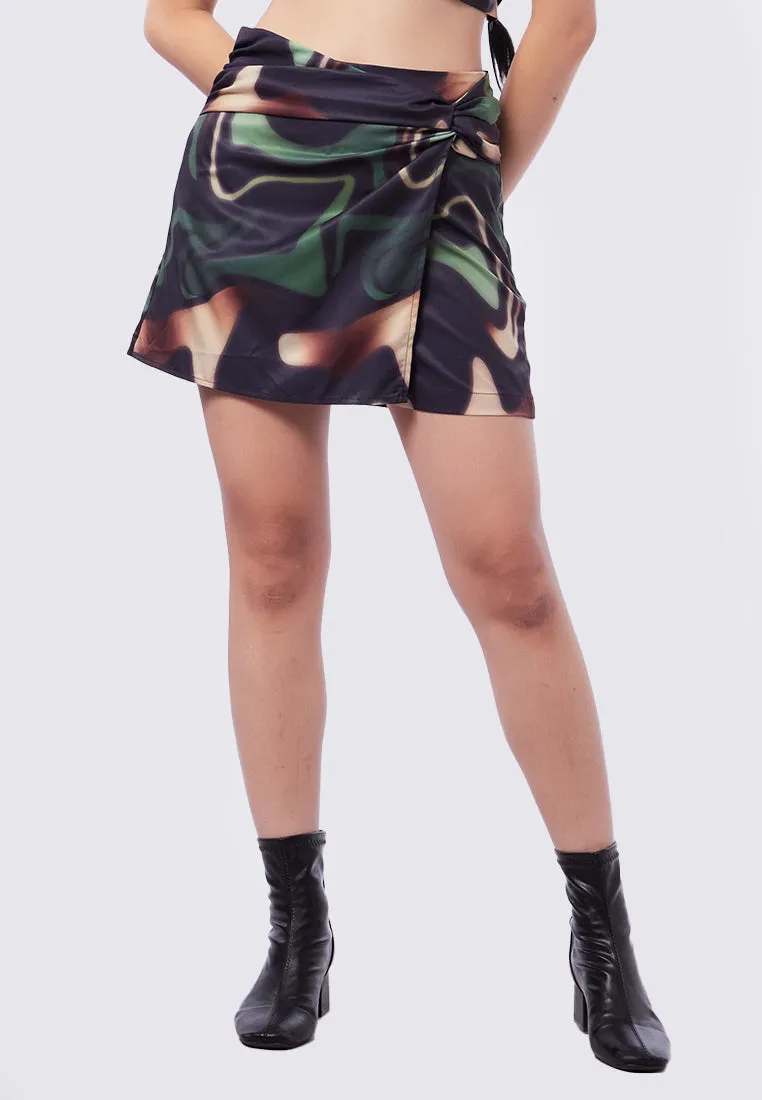 Twisted Printed Mini Skort