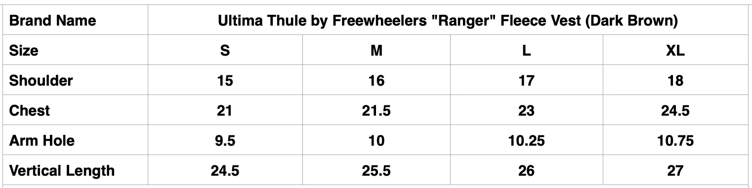 Ultima Thule by Freewheelers "Ranger" Fleece Vest (Dark Brown)