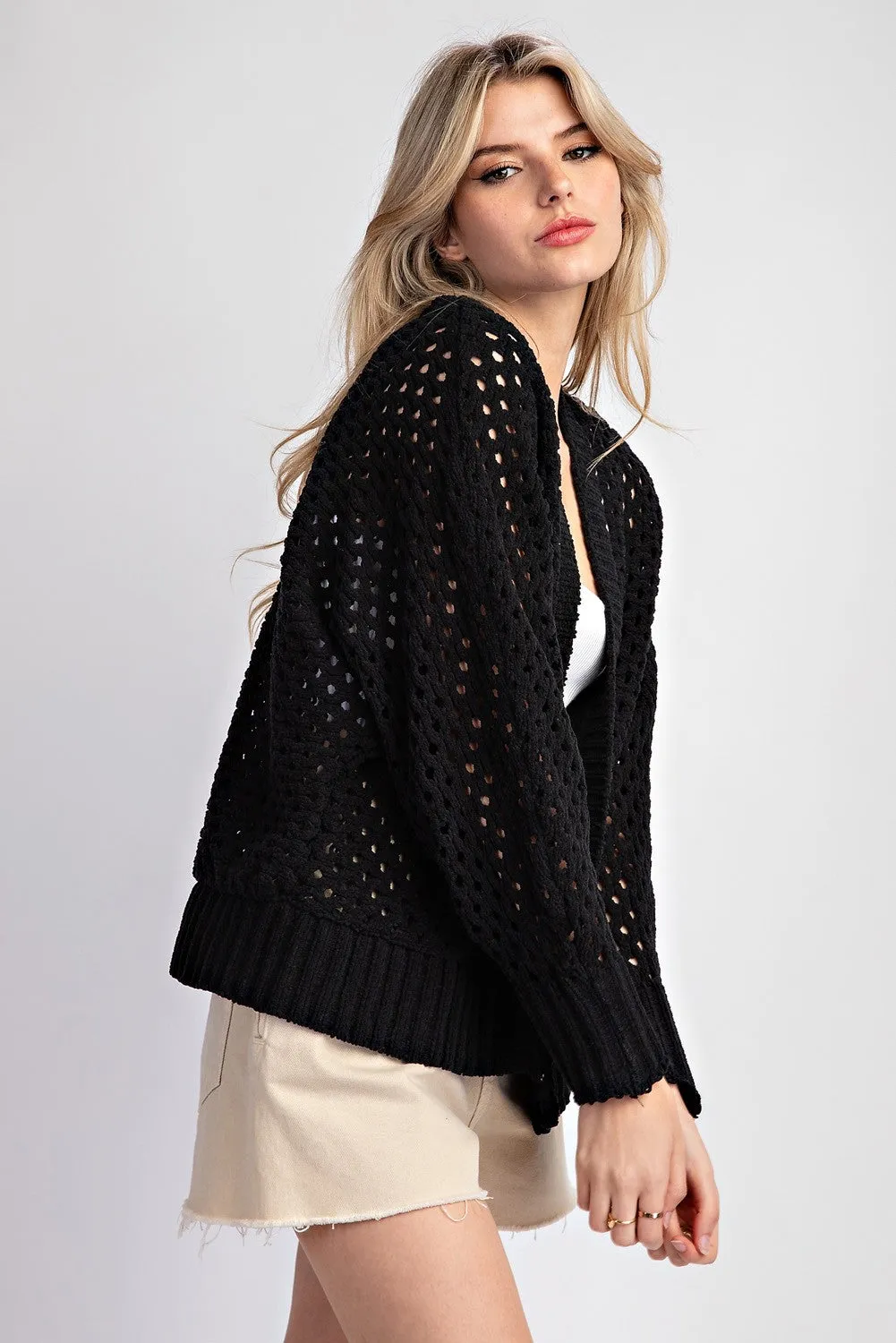 Valen-Long Sleeve Crochet Cardigan