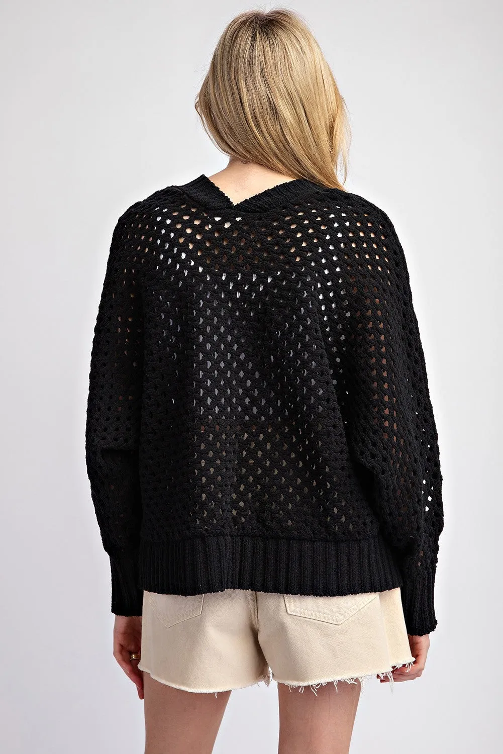Valen-Long Sleeve Crochet Cardigan