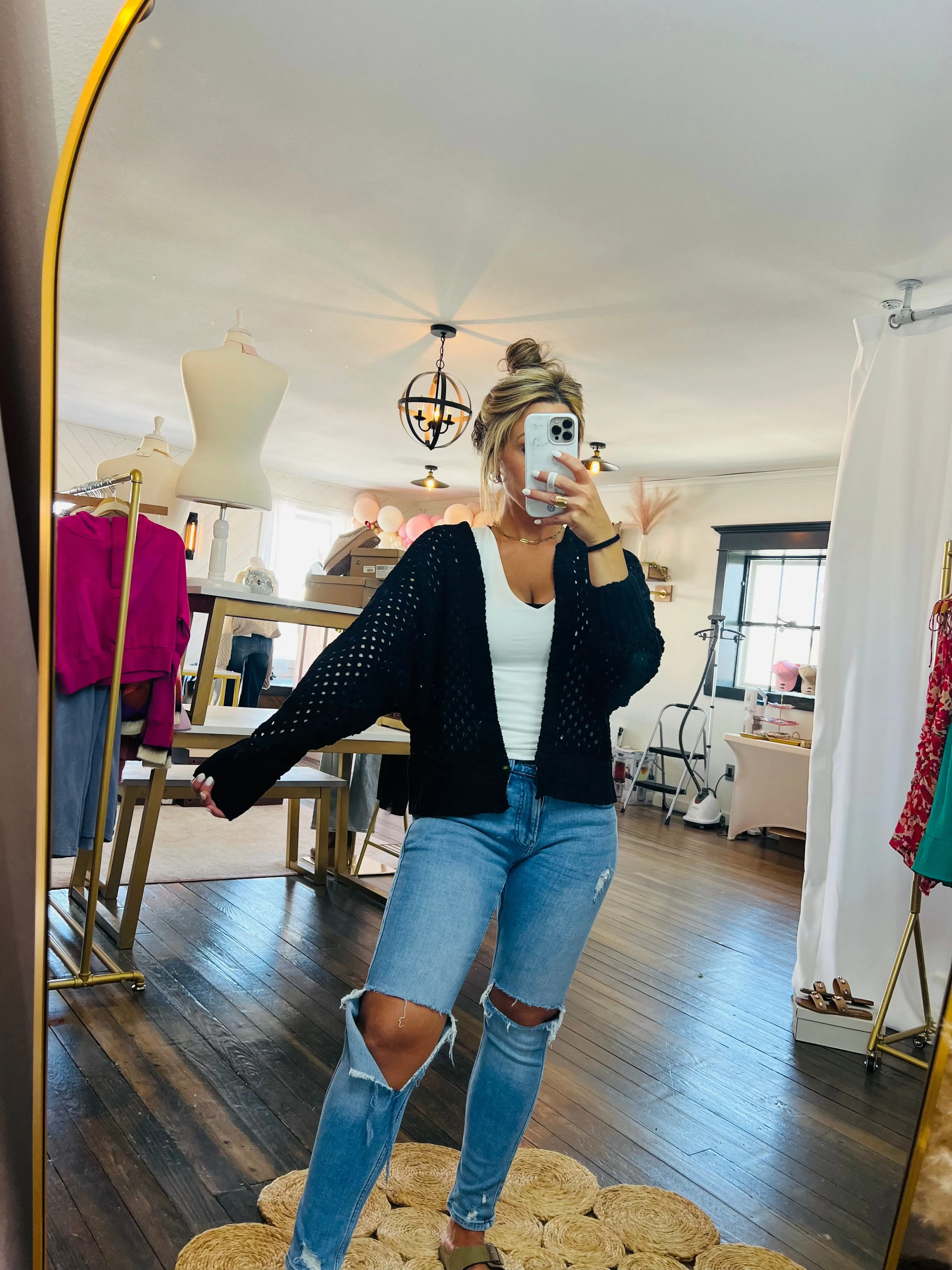 Valen-Long Sleeve Crochet Cardigan