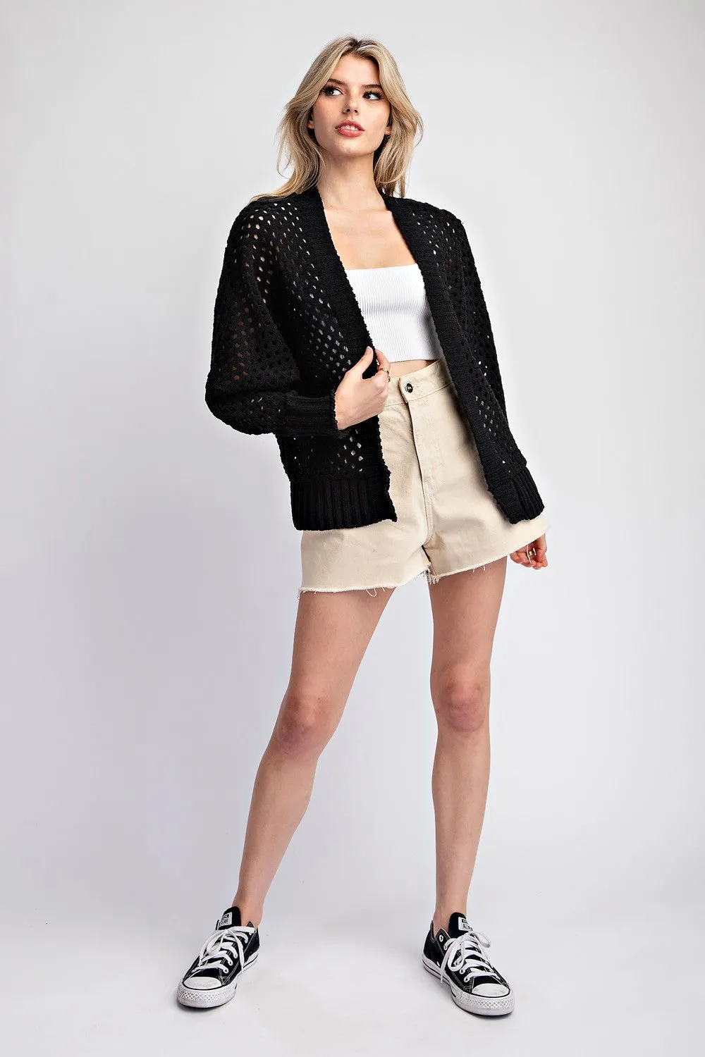 Valen-Long Sleeve Crochet Cardigan