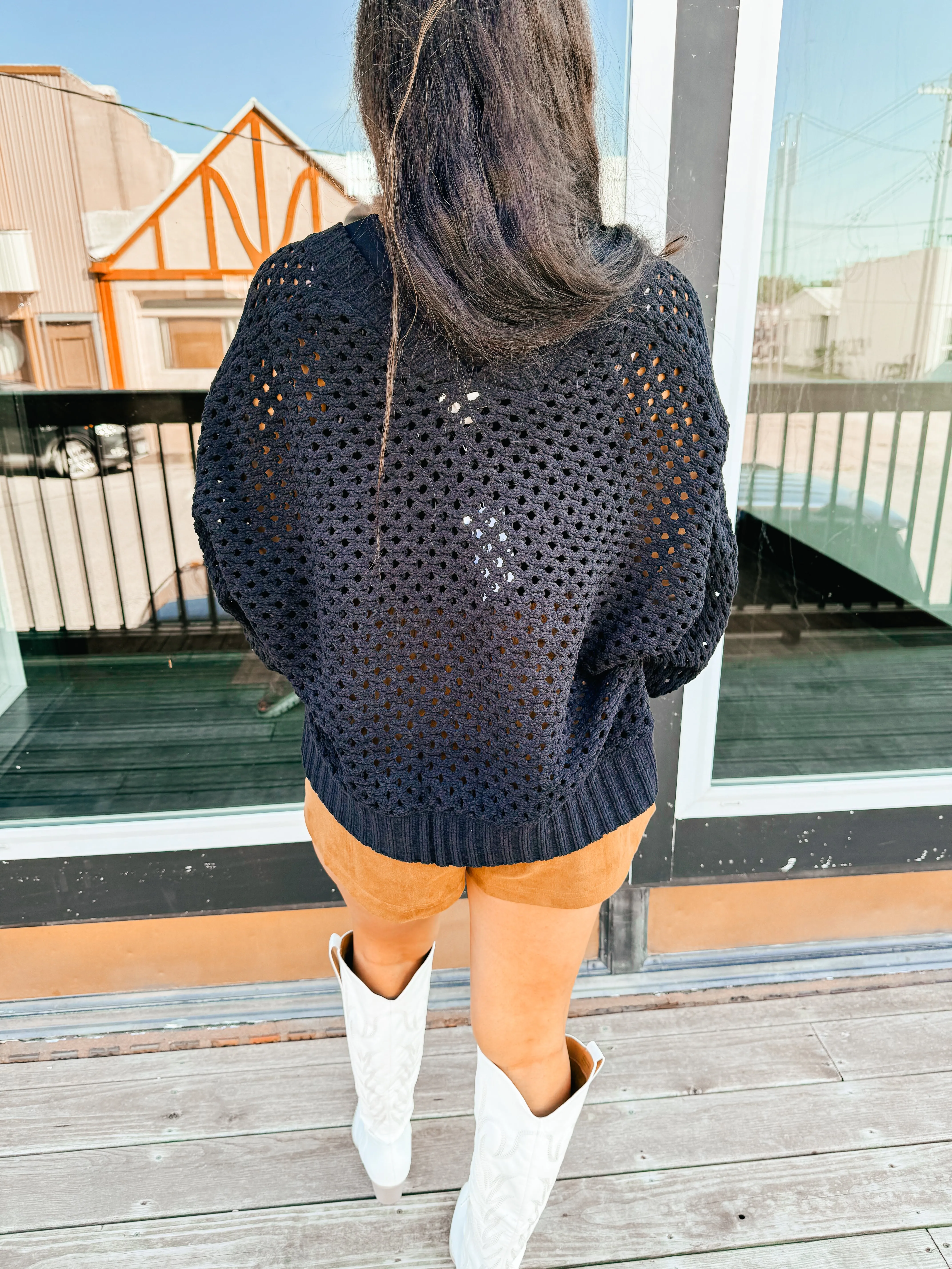 Valen-Long Sleeve Crochet Cardigan