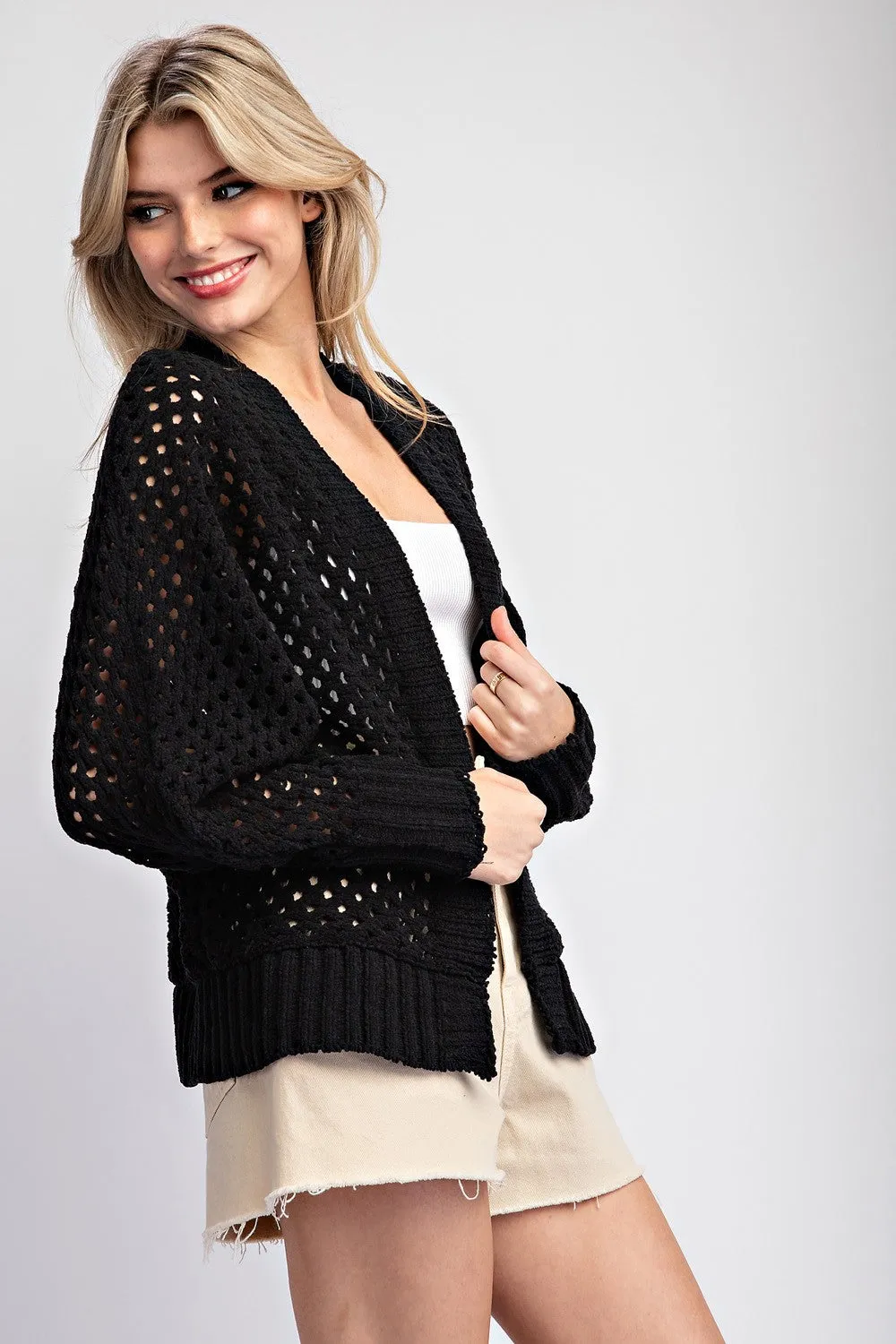 Valen-Long Sleeve Crochet Cardigan