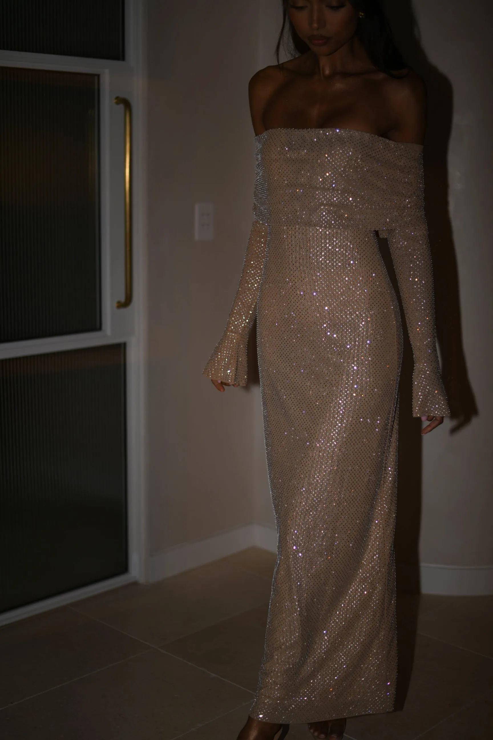 Vanesa® | Off-the-shoulder, shimmering maxi dress