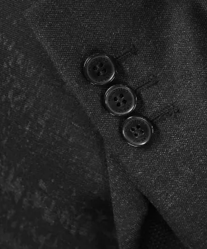 VERSACE COLLECTION -Abstract Textured Black & Gray Runway Melange Slim Suit- 36R