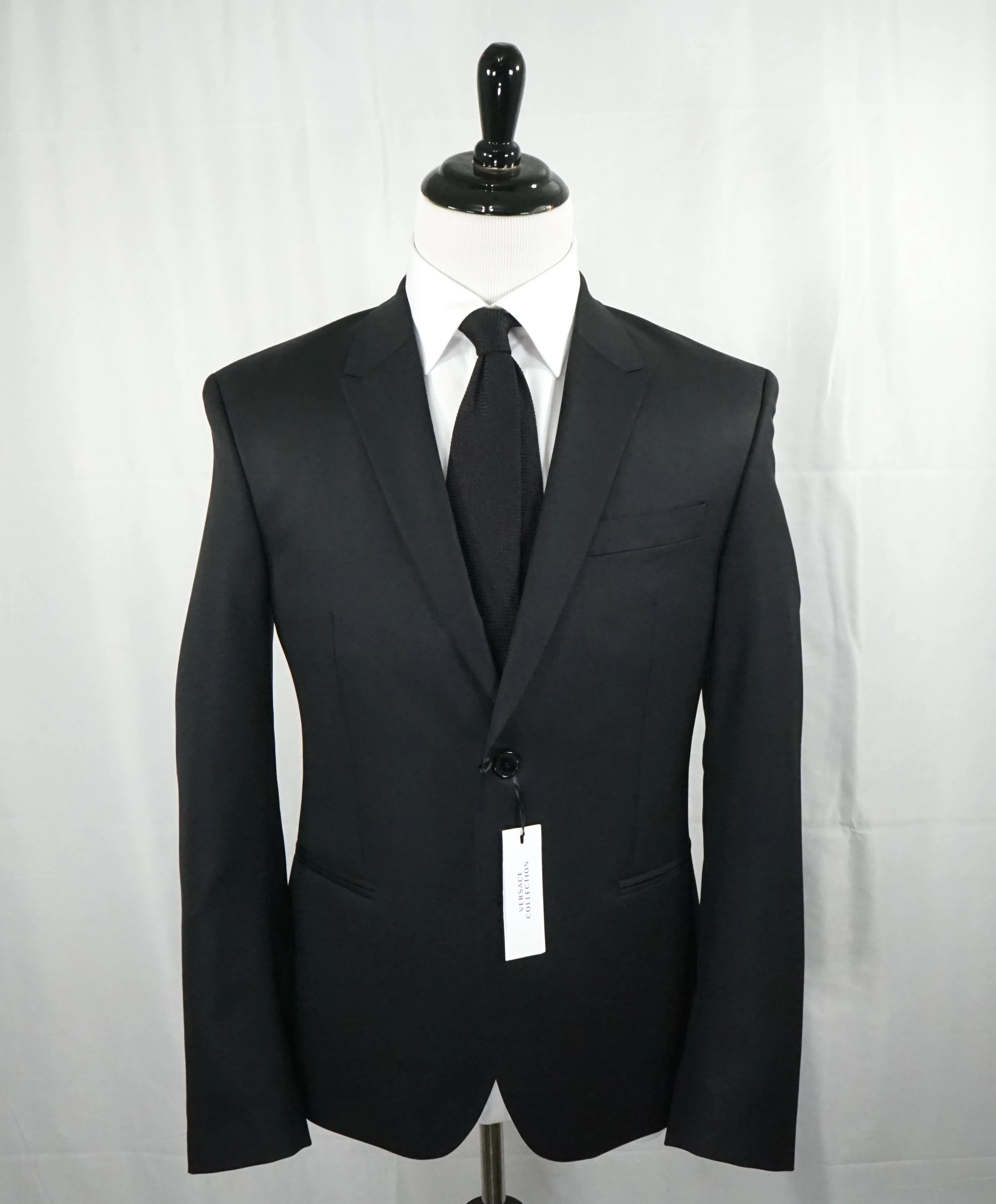 VERSACE COLLECTION - Peak Lapel Black Suit W Baroque Lining - 38R