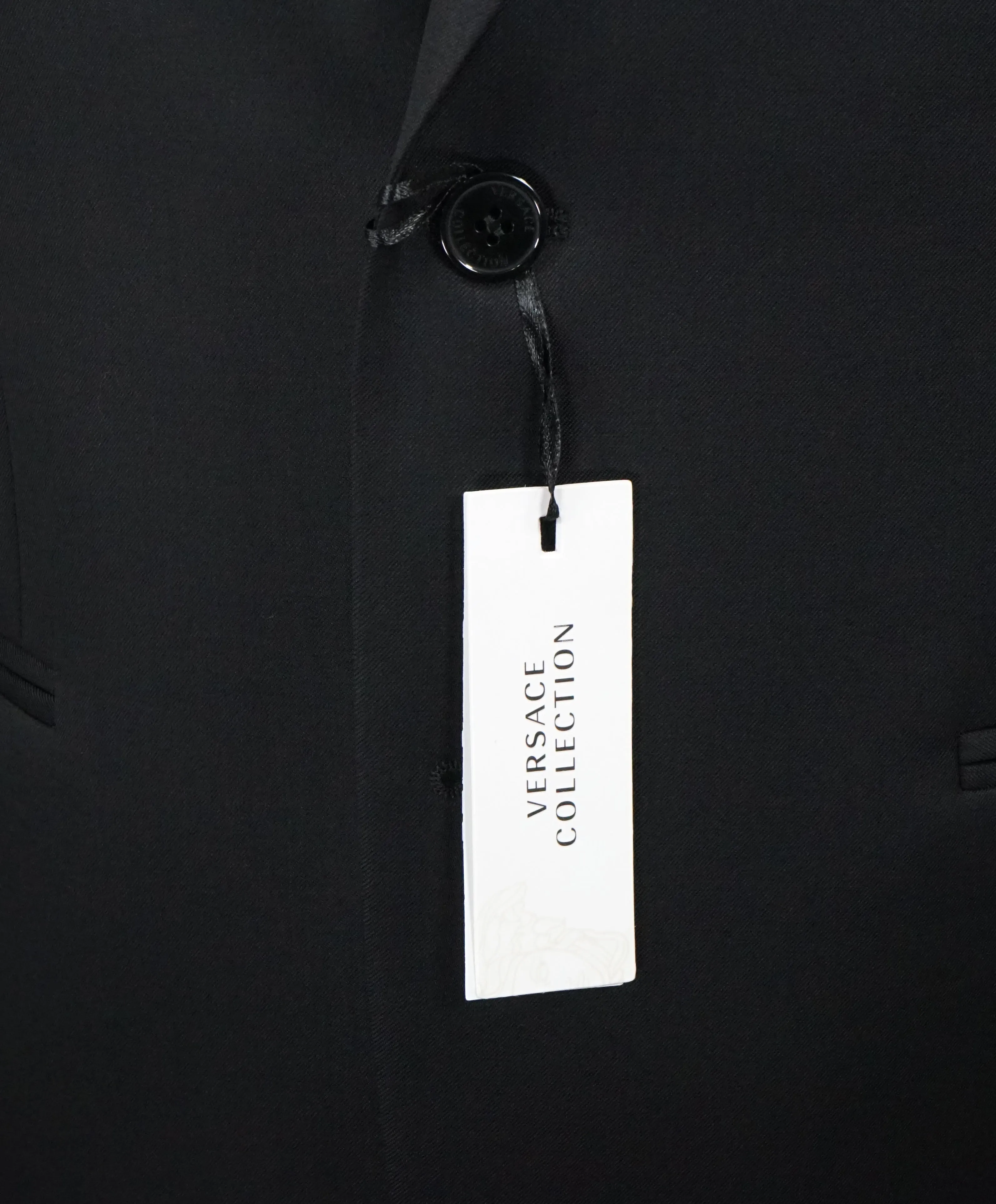 VERSACE COLLECTION - Peak Lapel Black Suit W Baroque Lining - 38R