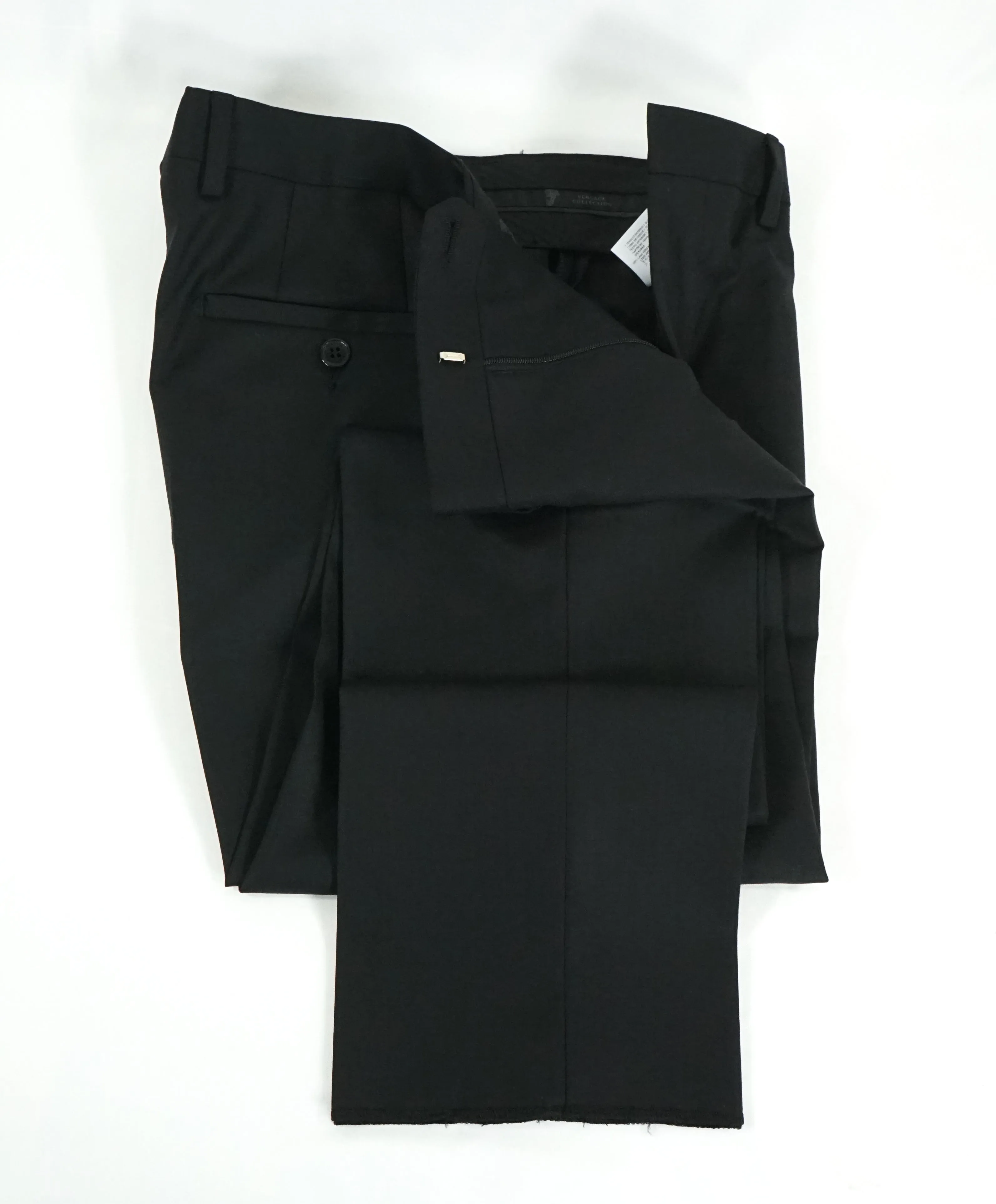 VERSACE COLLECTION - Peak Lapel Black Suit W Baroque Lining - 38R