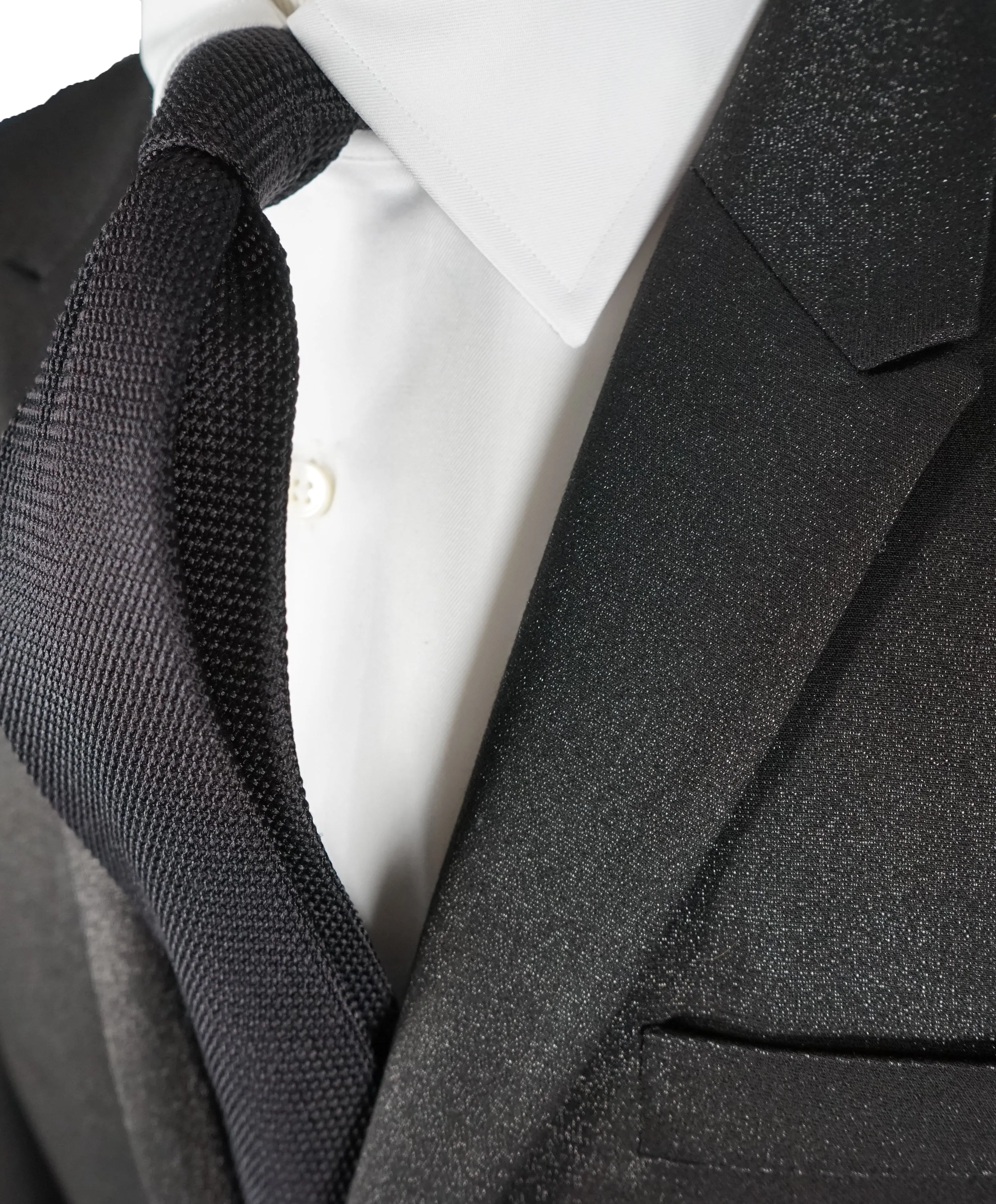 VERSACE COLLECTION - RARE Sharkskin Event Suit in Black & Silver - 36R