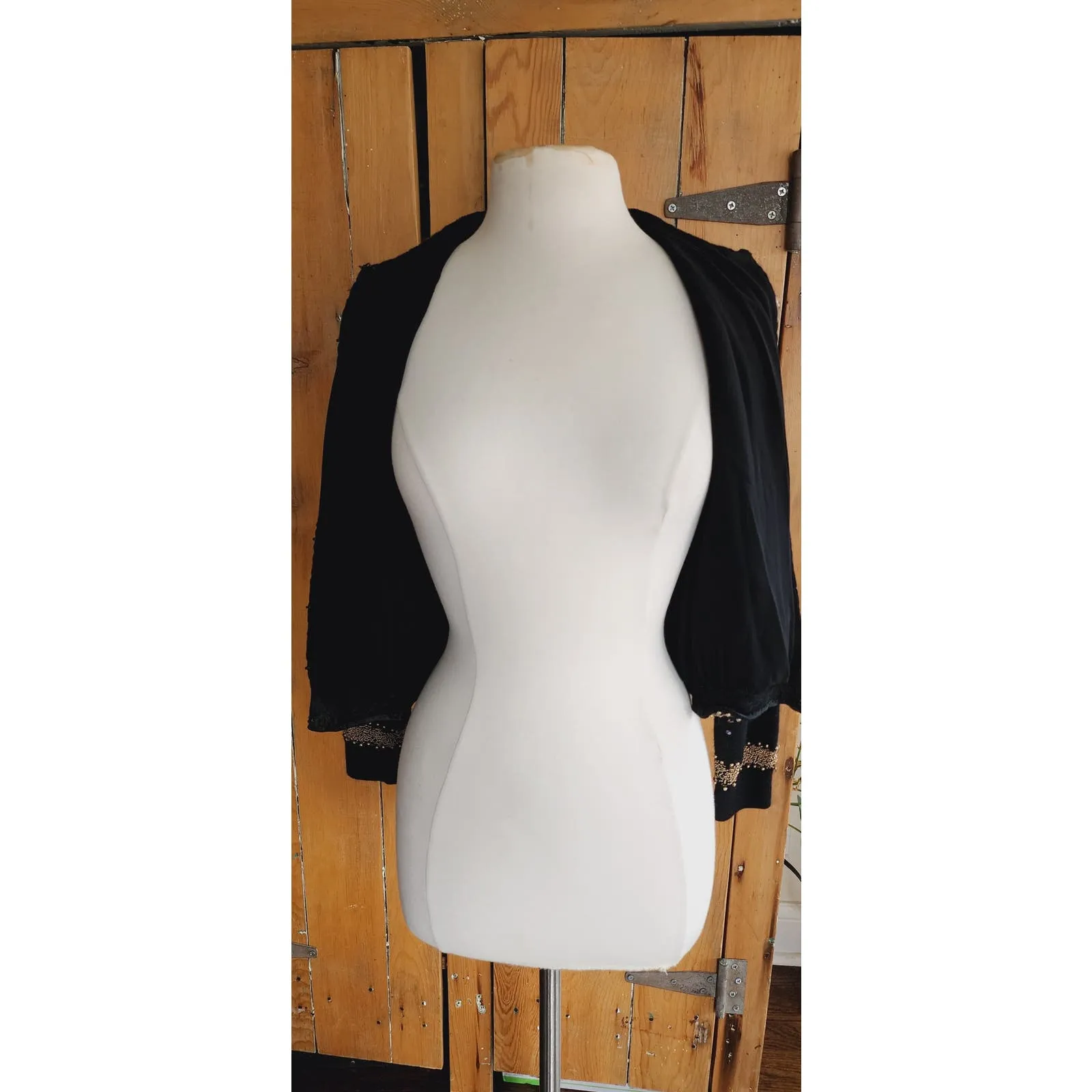 Vintage 50s Black Beaded Cardigan Copper Gold Miles Sweater