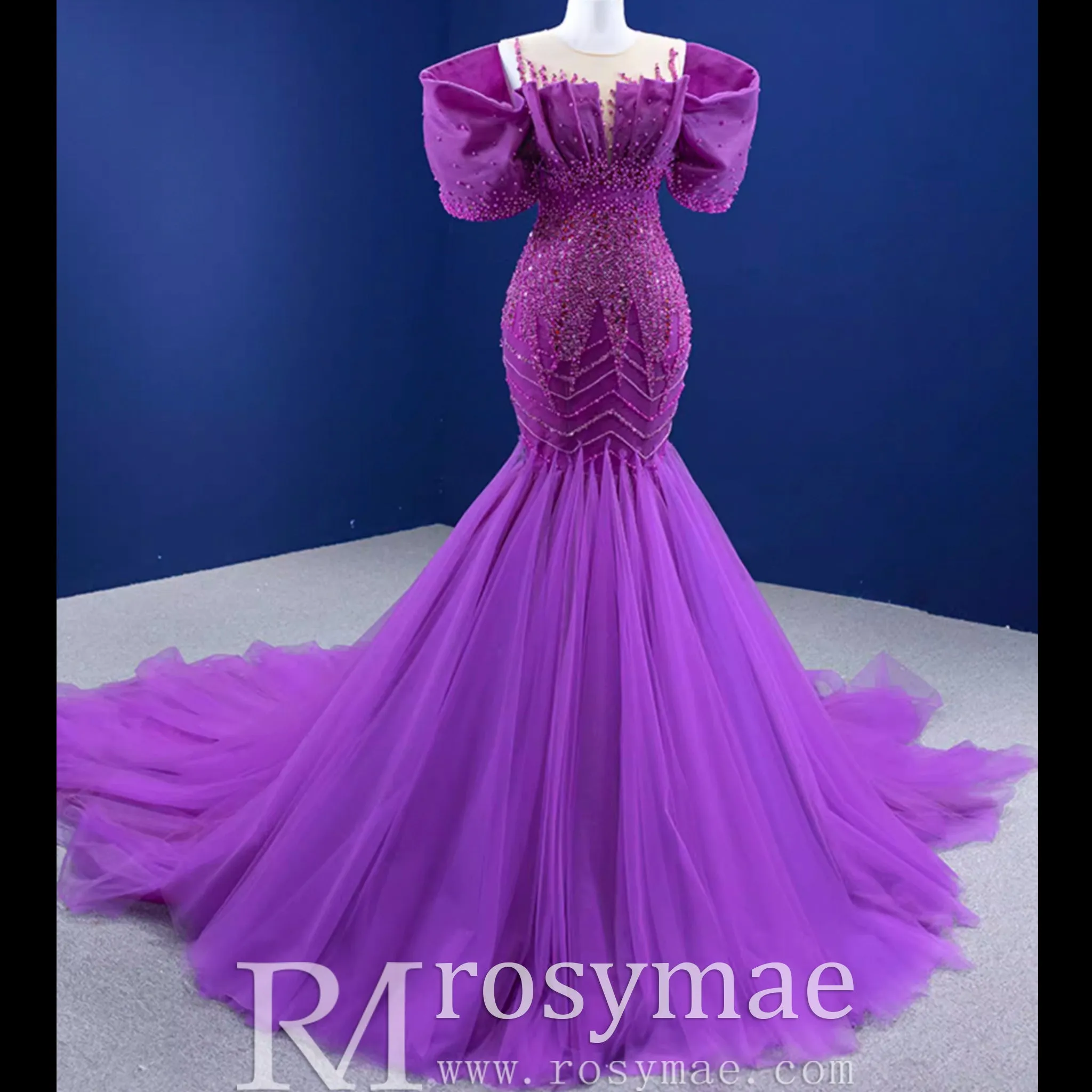 Vintage Magenta Mermaid Formal Dresses Purple Pageant Dress