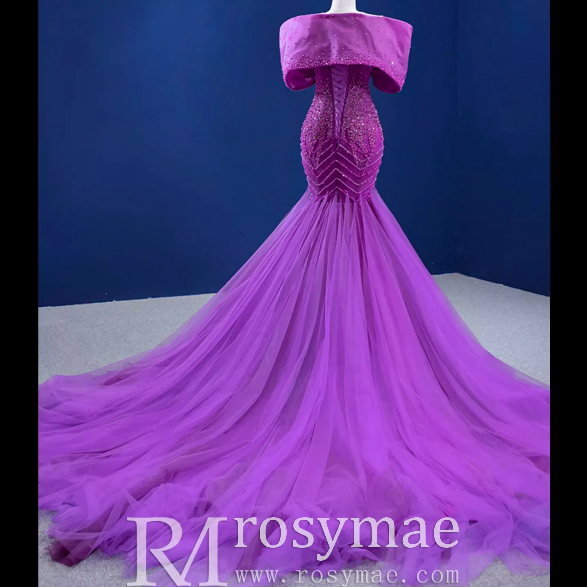 Vintage Magenta Mermaid Formal Dresses Purple Pageant Dress