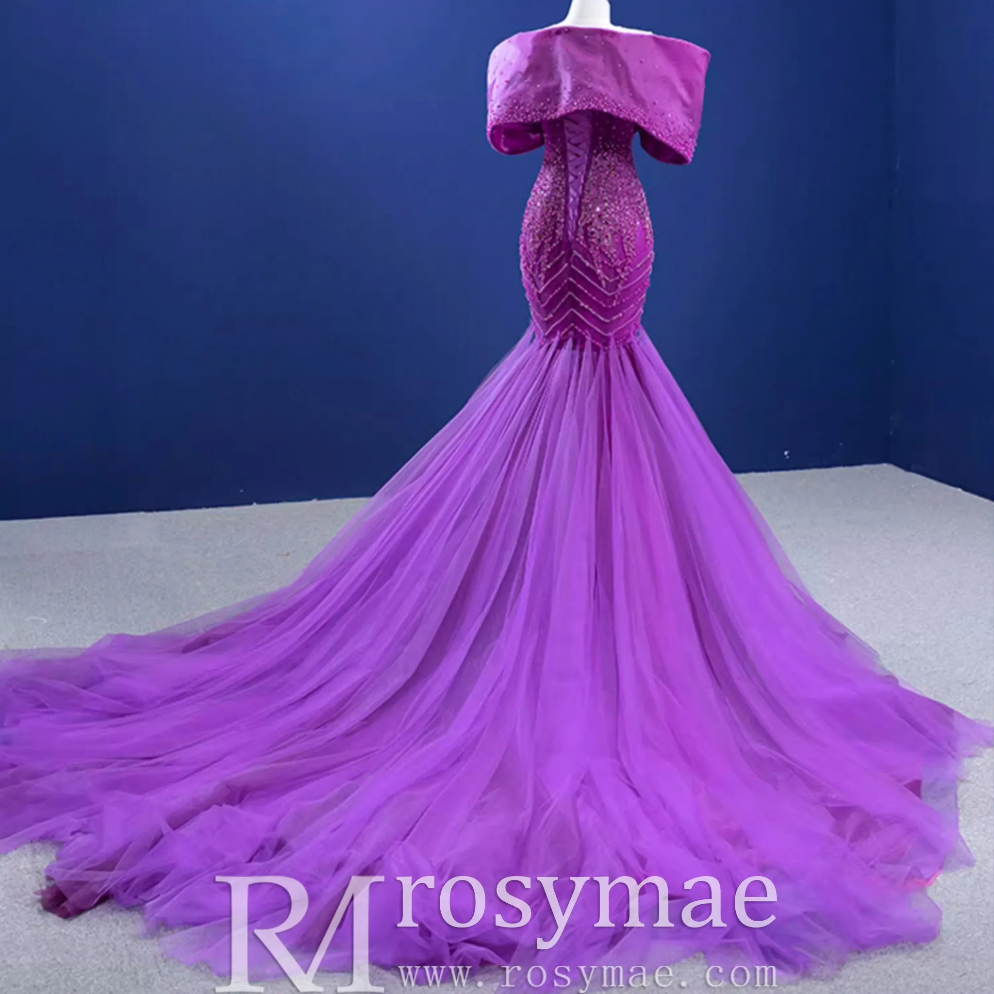 Vintage Magenta Mermaid Formal Dresses Purple Pageant Dress