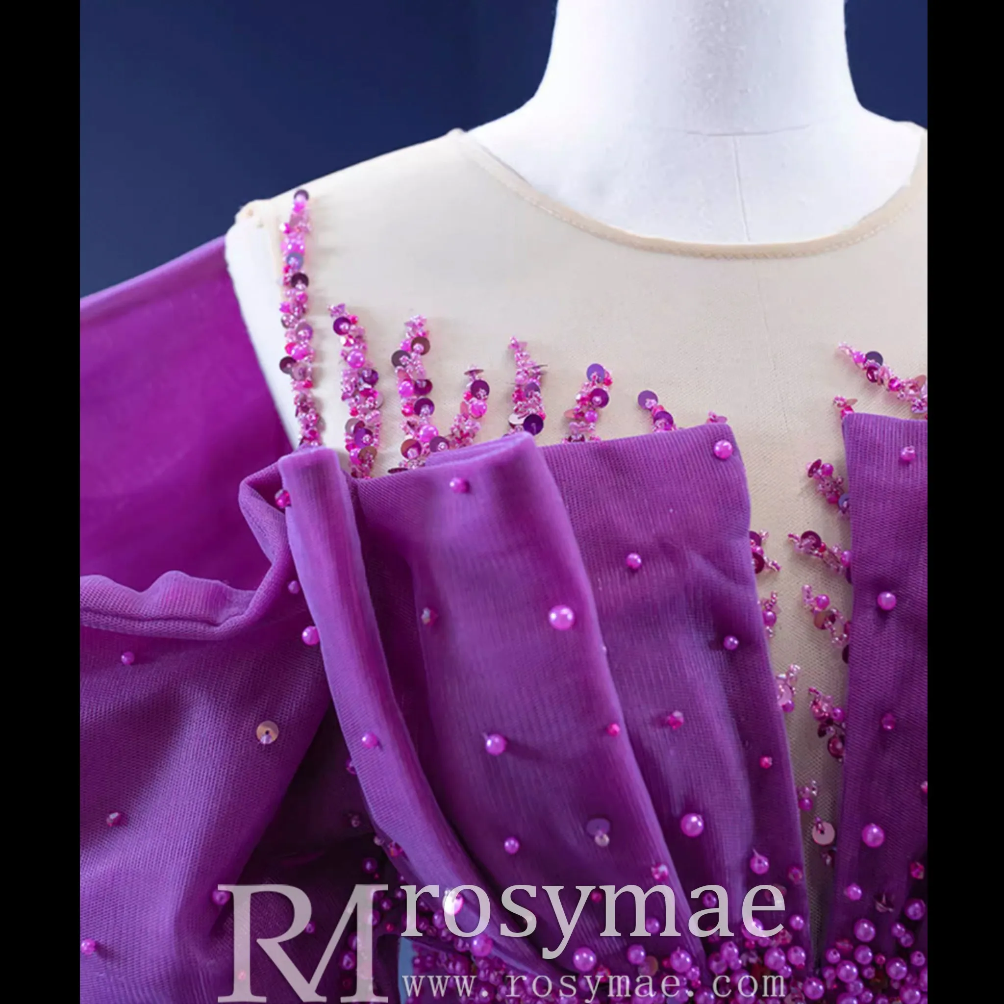 Vintage Magenta Mermaid Formal Dresses Purple Pageant Dress