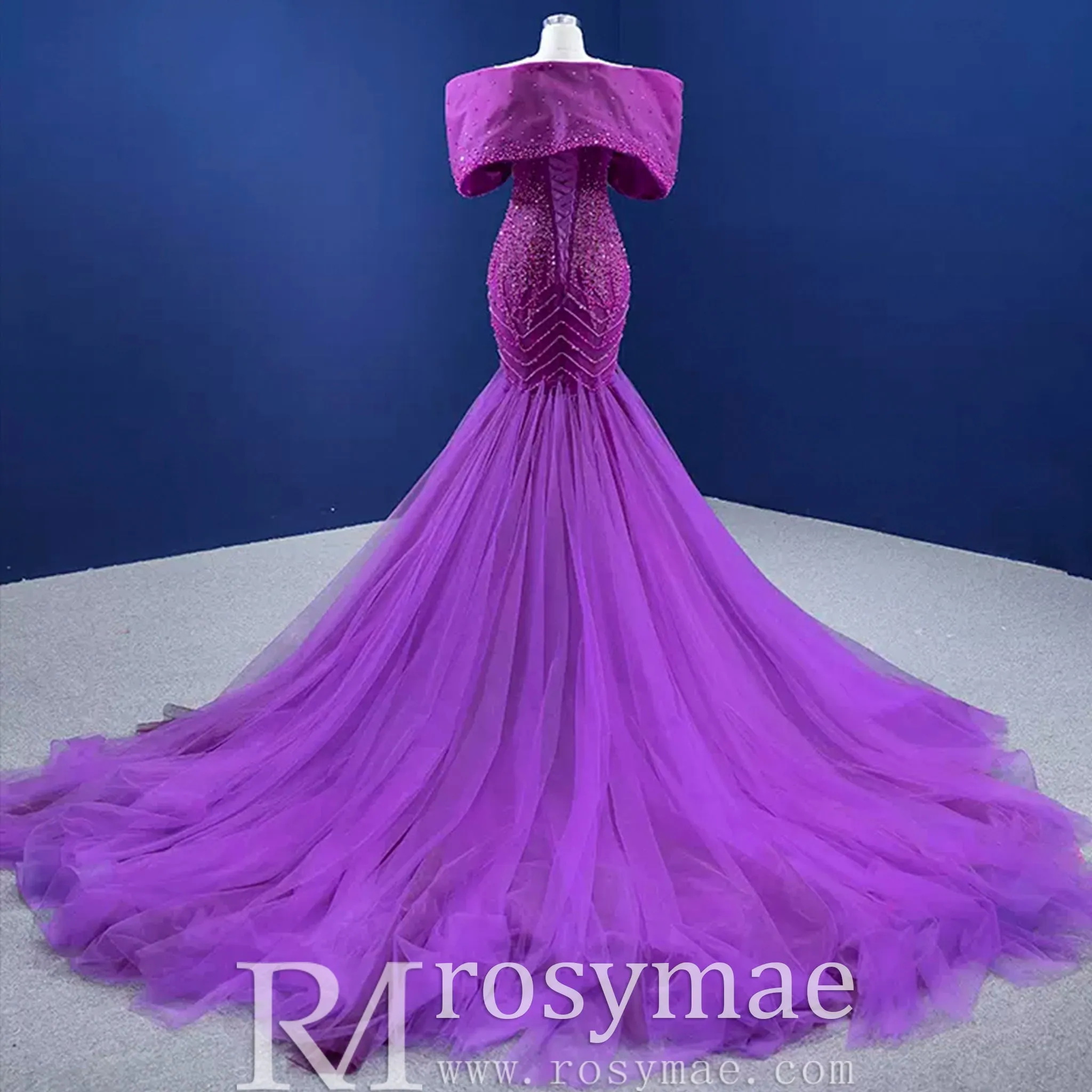 Vintage Magenta Mermaid Formal Dresses Purple Pageant Dress