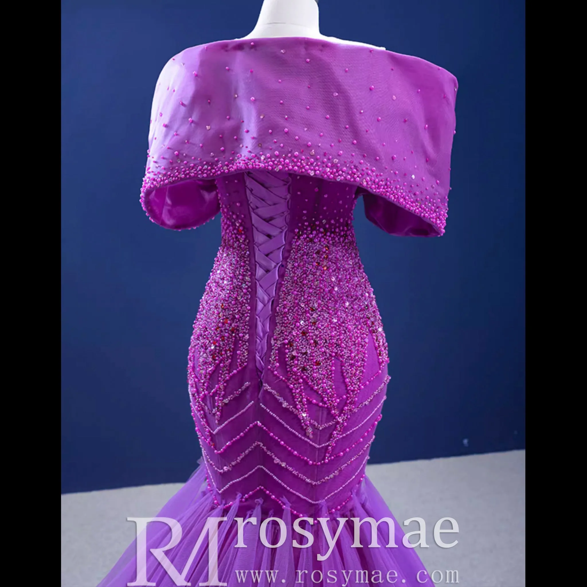 Vintage Magenta Mermaid Formal Dresses Purple Pageant Dress