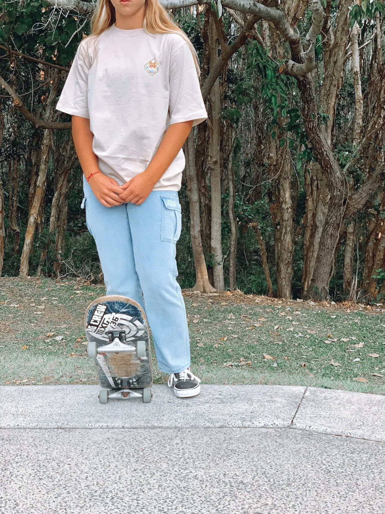 Vintage wash military cargo pant - Ladies - Washed blue
