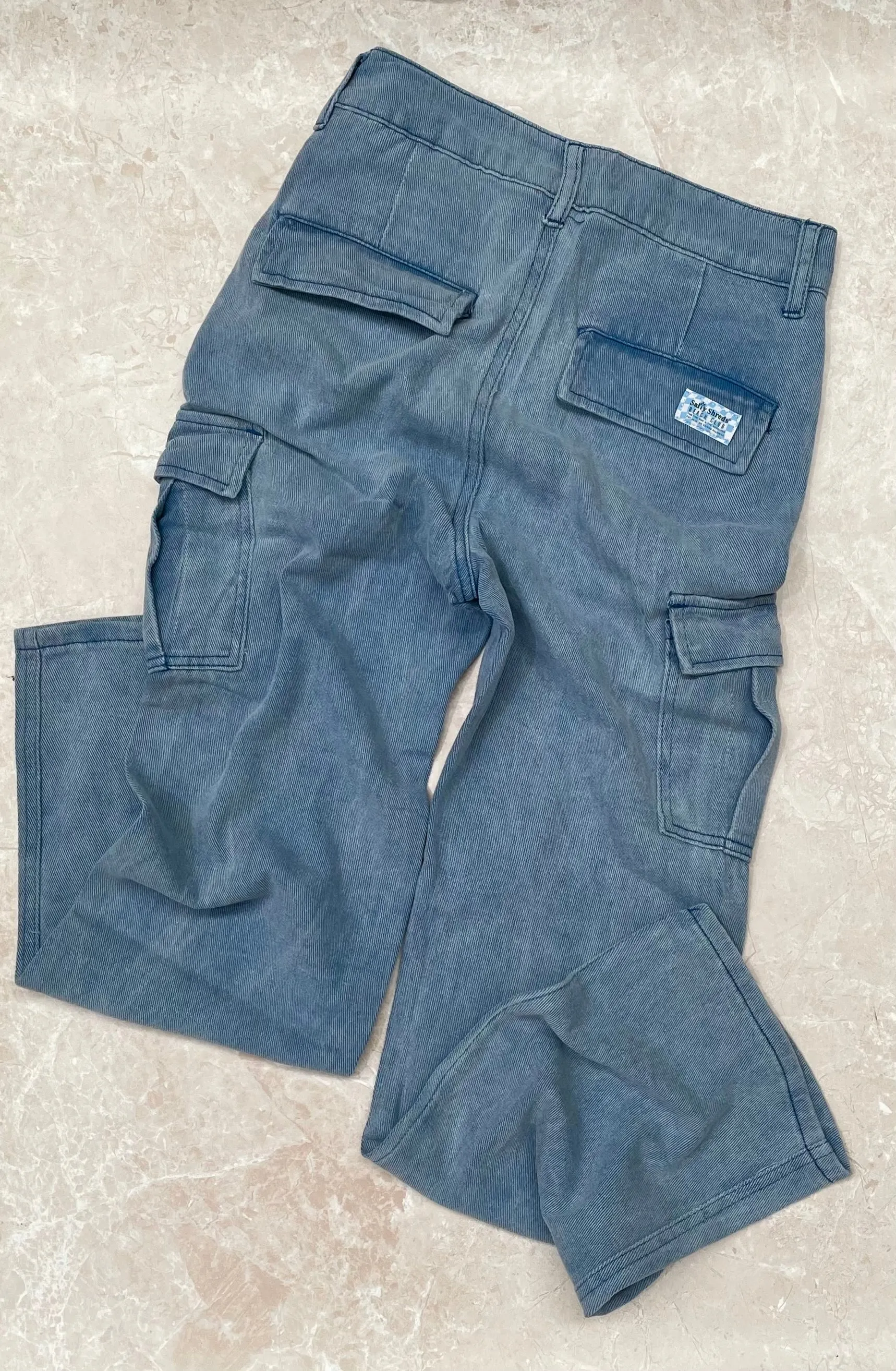Vintage wash military cargo pant - Ladies - Washed blue