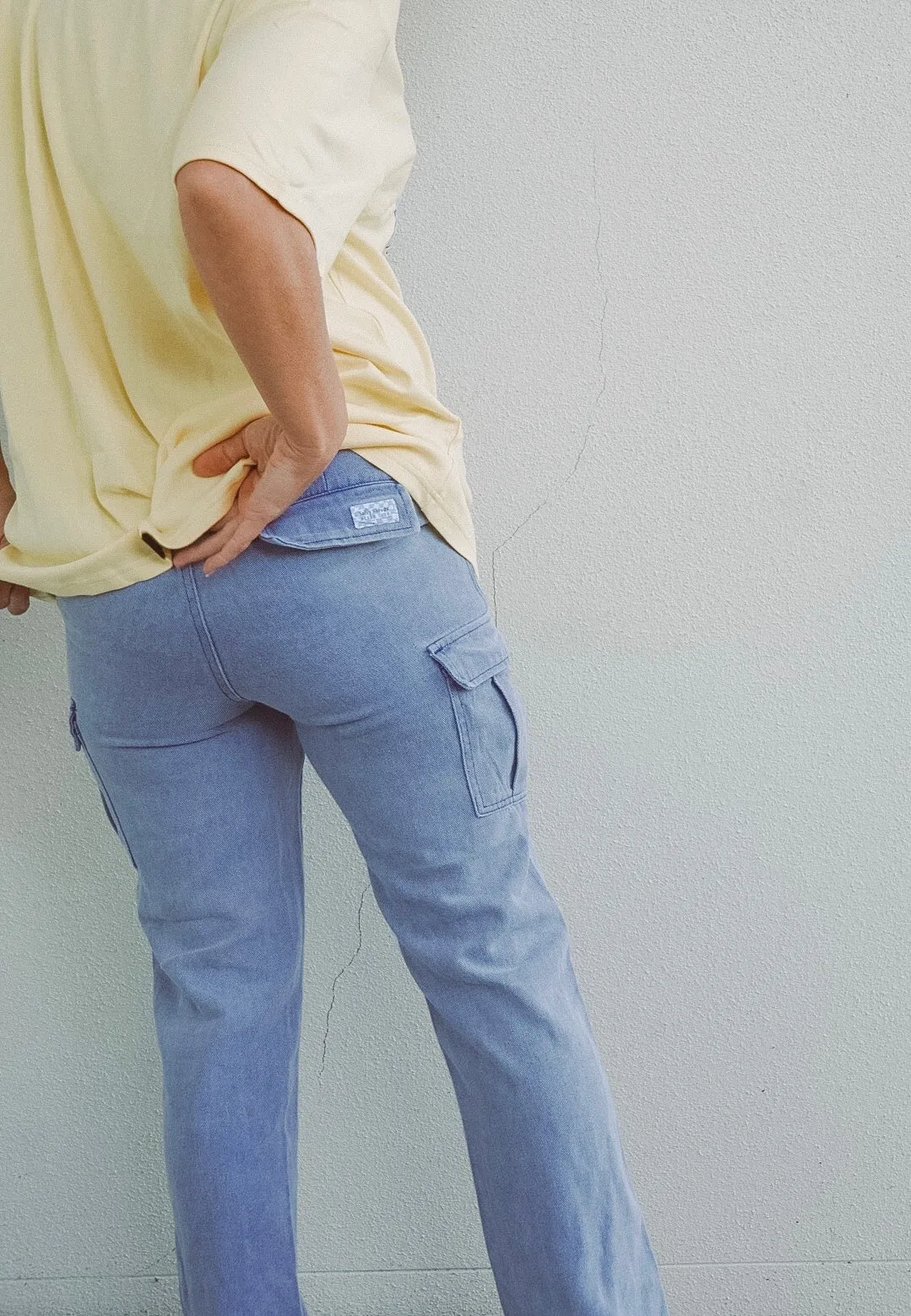 Vintage wash military cargo pant - Ladies - Washed blue