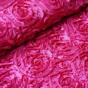 Wedding Rosette Satin Fuchsia , Fabric by the Yard