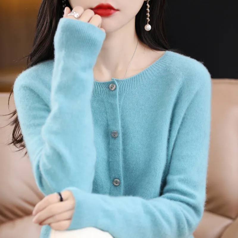 Women's Cashmere Cardigan O-neck Loose Sweaters