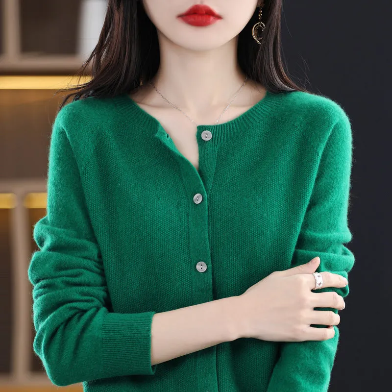 Women's Cashmere Cardigan O-neck Loose Sweaters