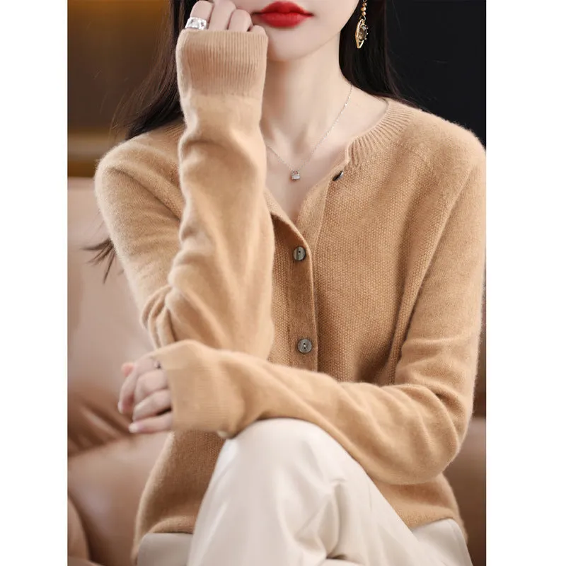 Women's Cashmere Cardigan O-neck Loose Sweaters