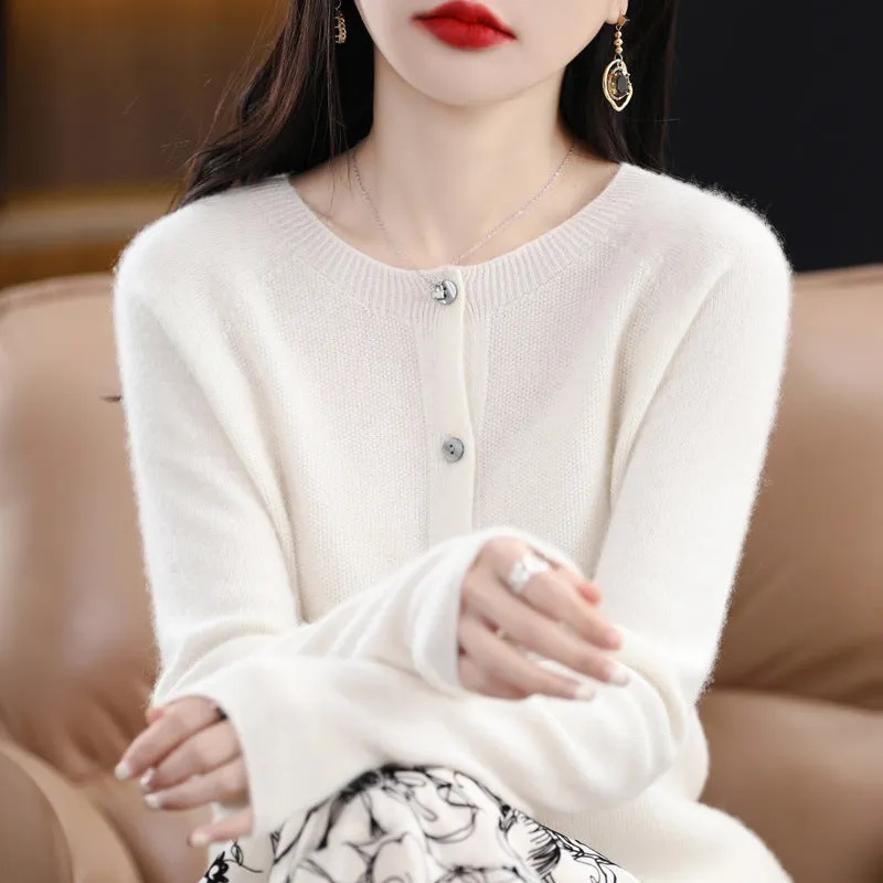 Women's Cashmere Cardigan O-neck Loose Sweaters