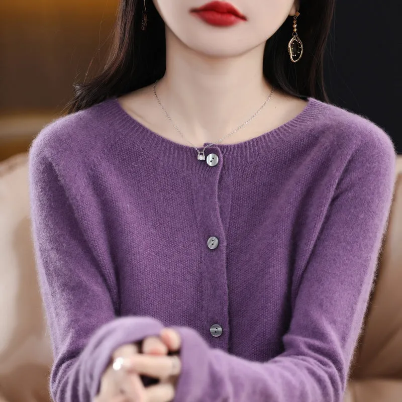 Women's Cashmere Cardigan O-neck Loose Sweaters