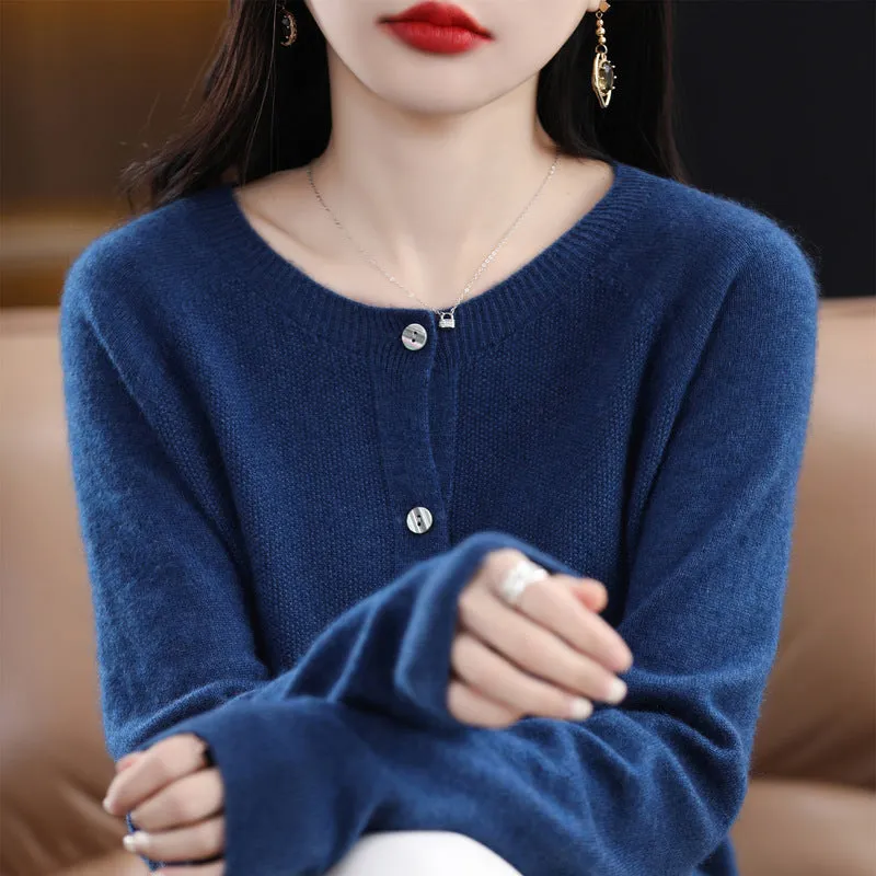 Women's Cashmere Cardigan O-neck Loose Sweaters